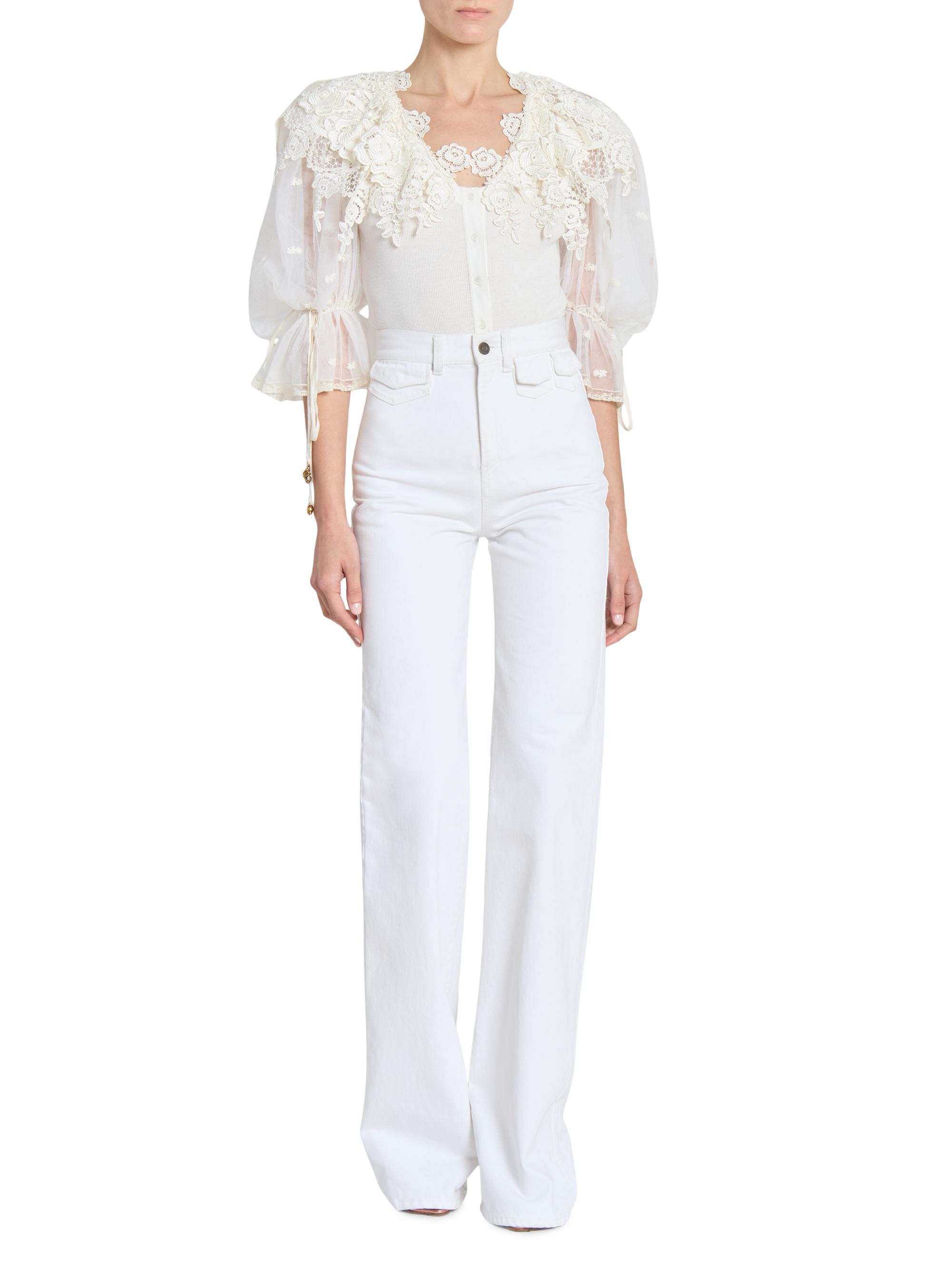 Chloé Cotton Lace V-Neck Bodysuit | Saks Fifth Avenue