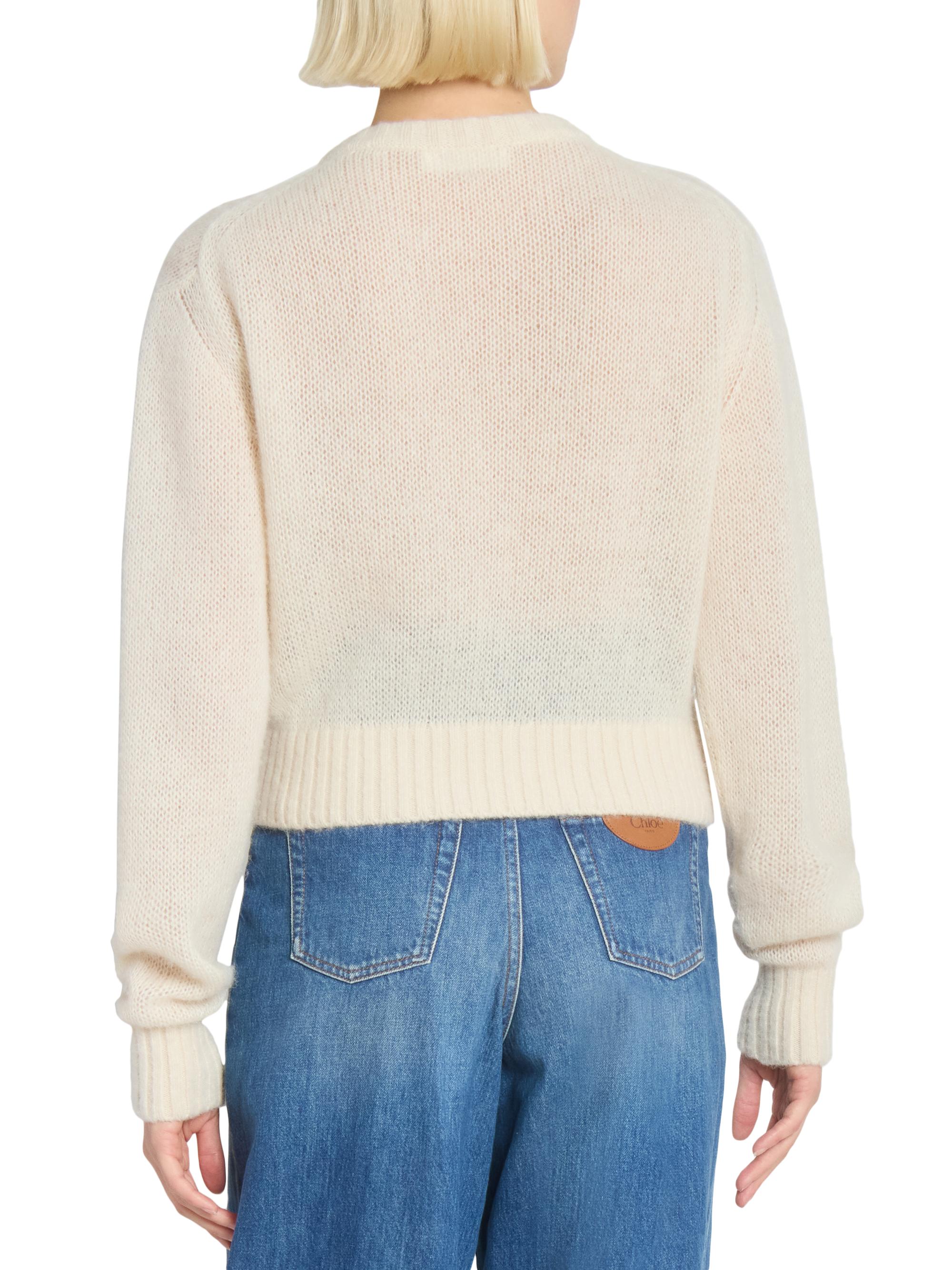 CHLOE クロエ シルク混 リブニット トップス XS ミルク オフホワイト Chloé Logo Script Wool & Silk-Blend Knit Sweater | Saks Fifth Avenue