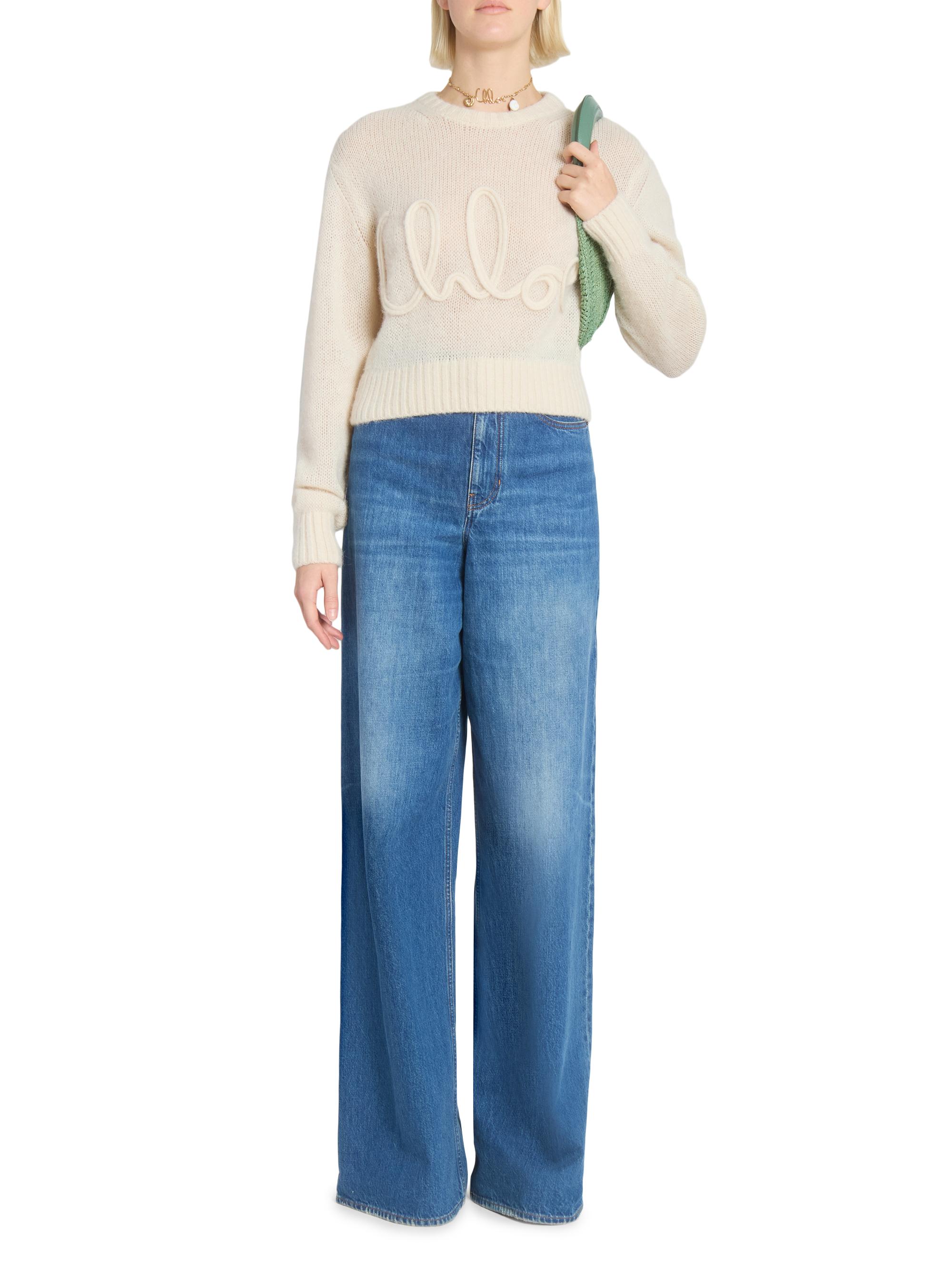 Chloé Logo Script Wool & Silk-Blend Knit Sweater | Saks Fifth Avenue