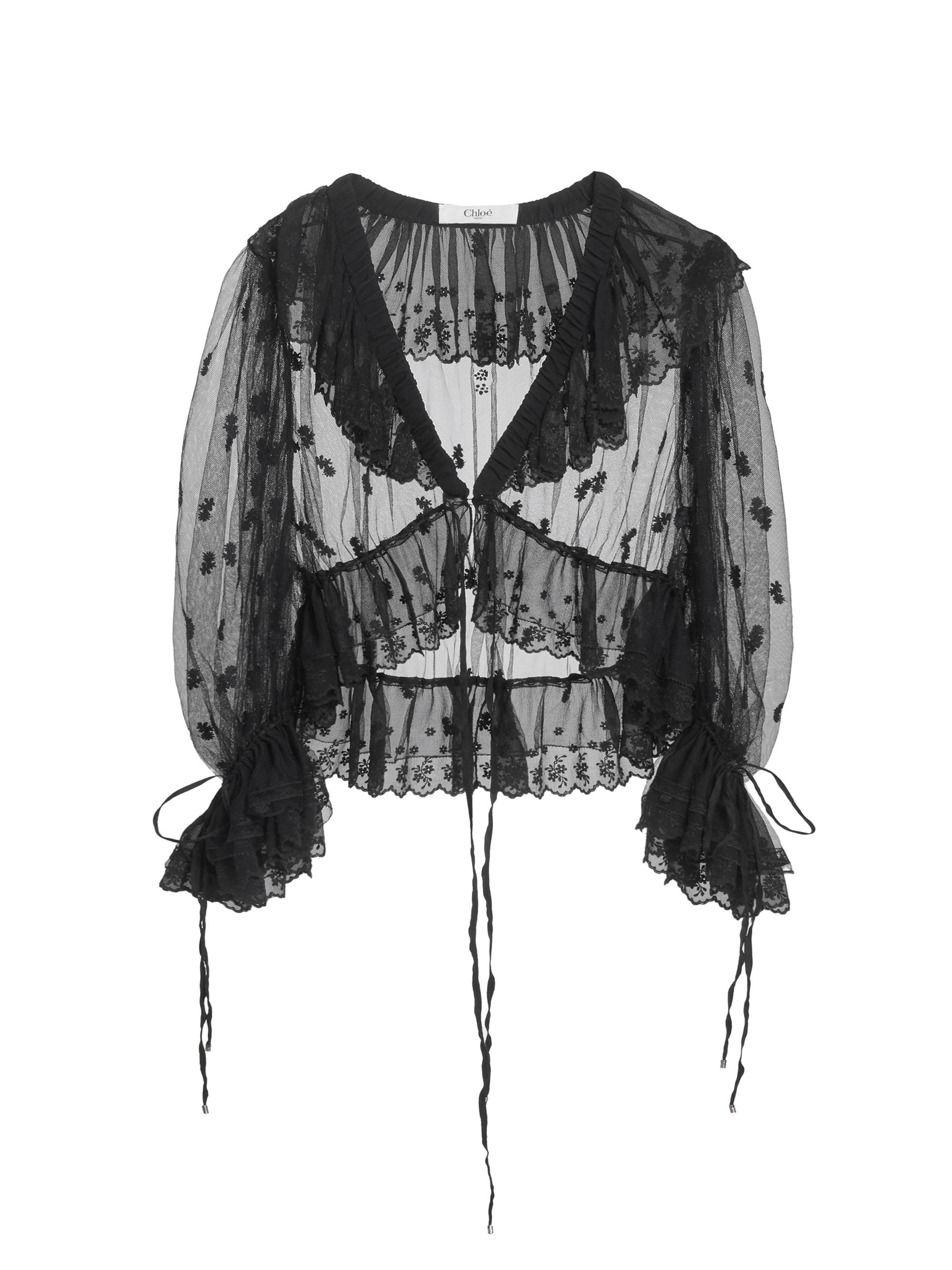 Chloé Ruffled Sheer Lace Top | Saks Fifth Avenue