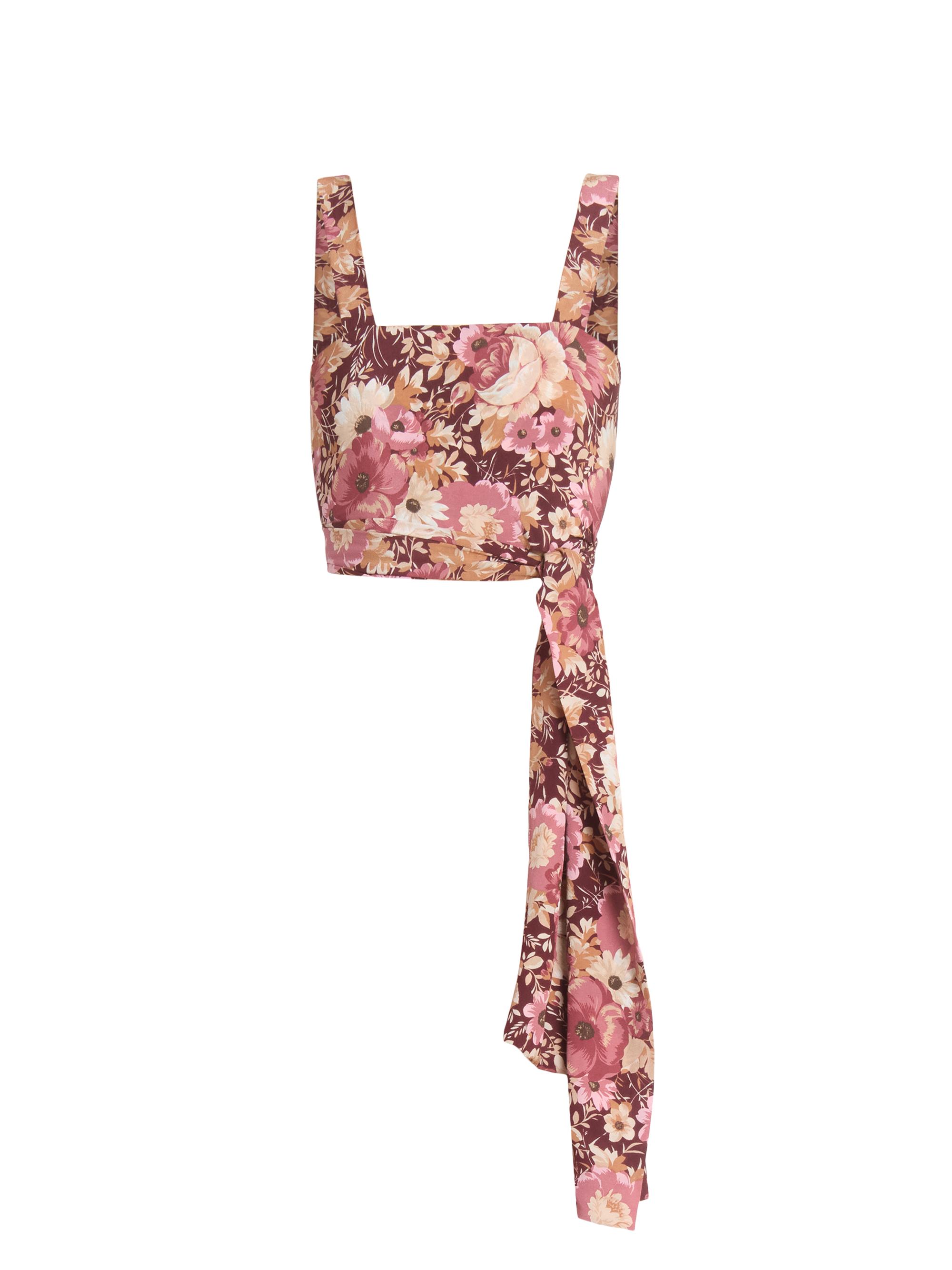 Chloé Women's Floral Drape Crop Top - Maroon Pink