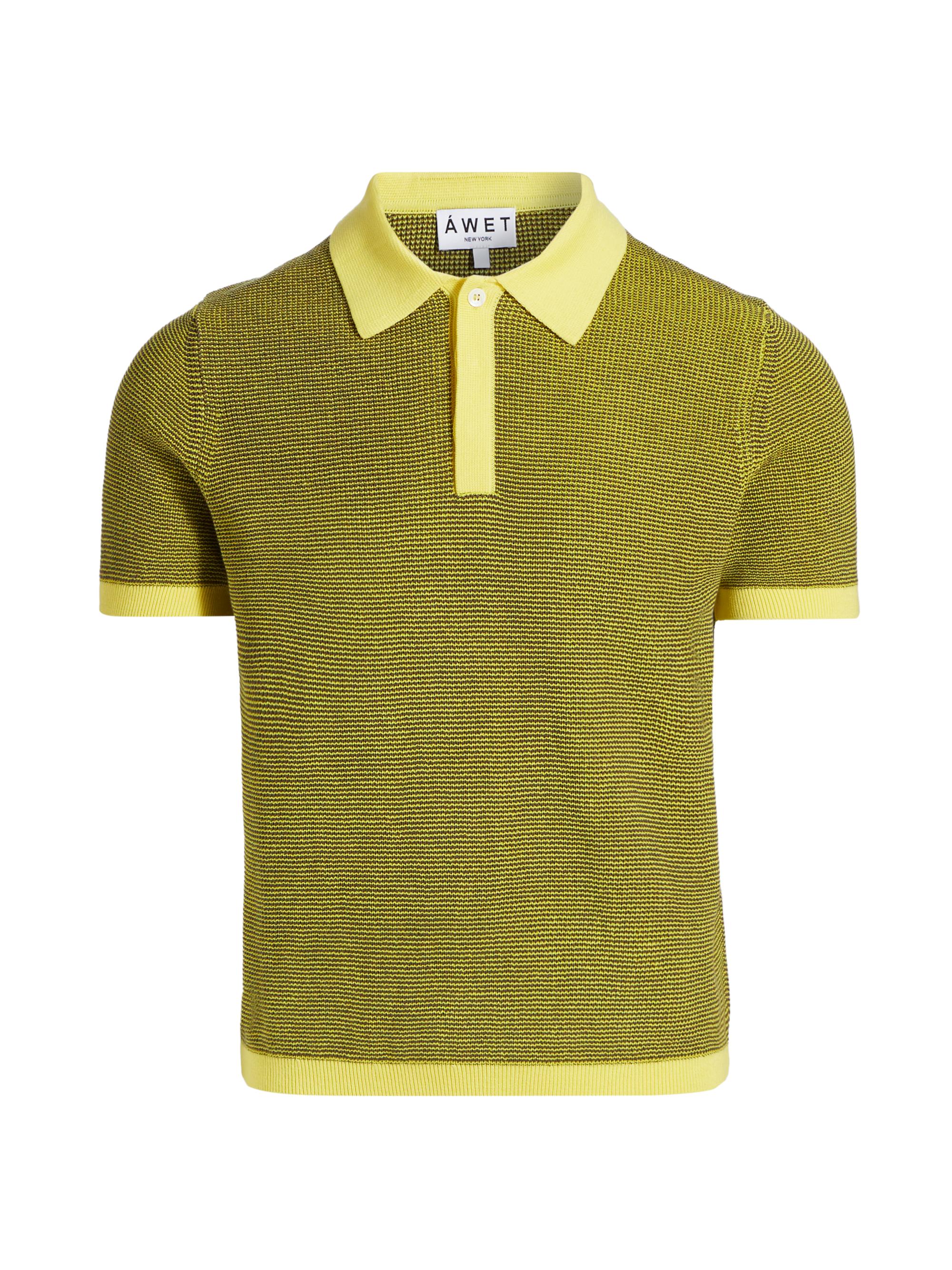 Áwet Men's Girma Knit Cotton Polo Shirt - Yellow - Men's Clothing