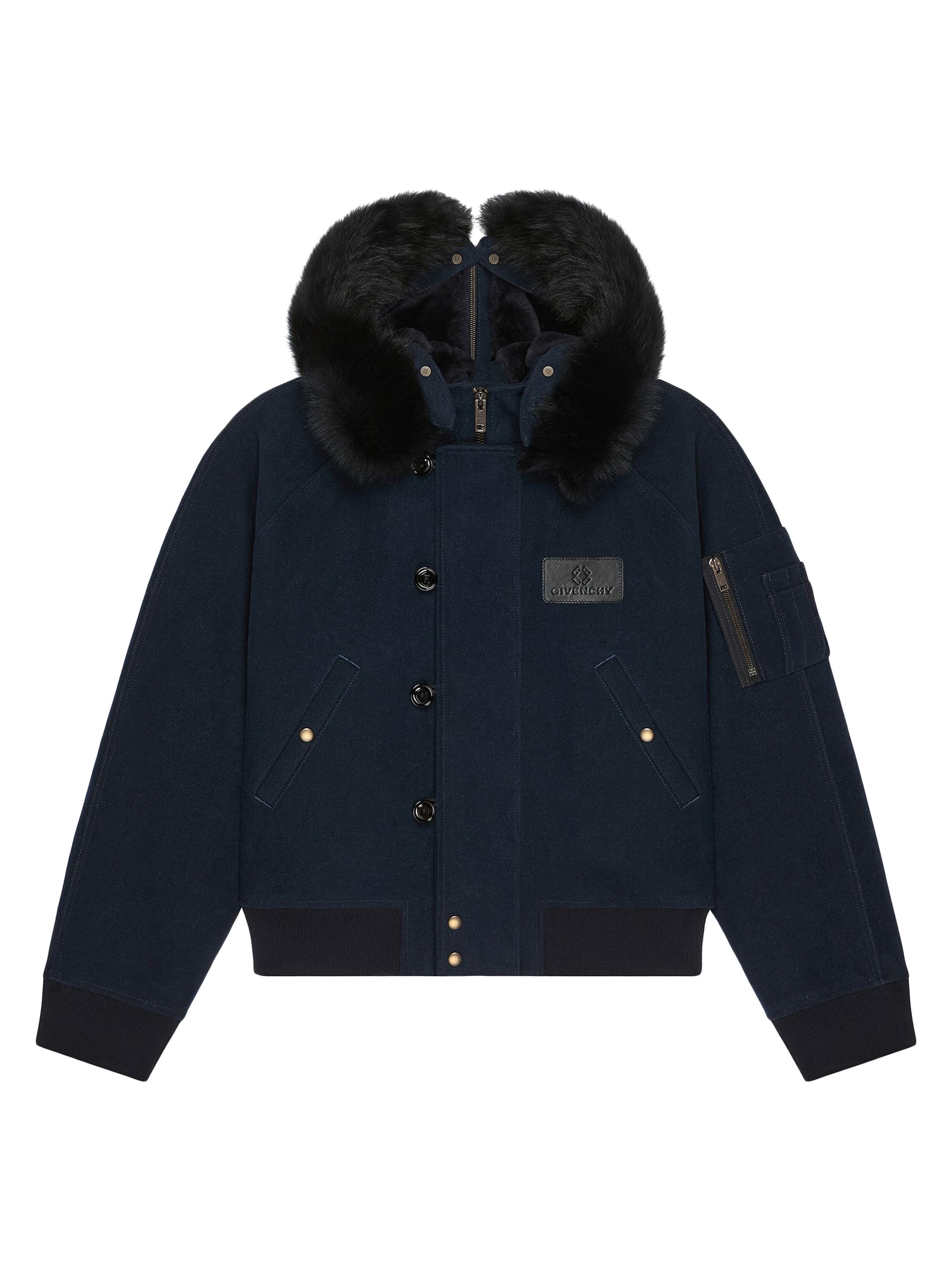 Givenchy Men's Hooded Bomber in Linen - Dark Blue