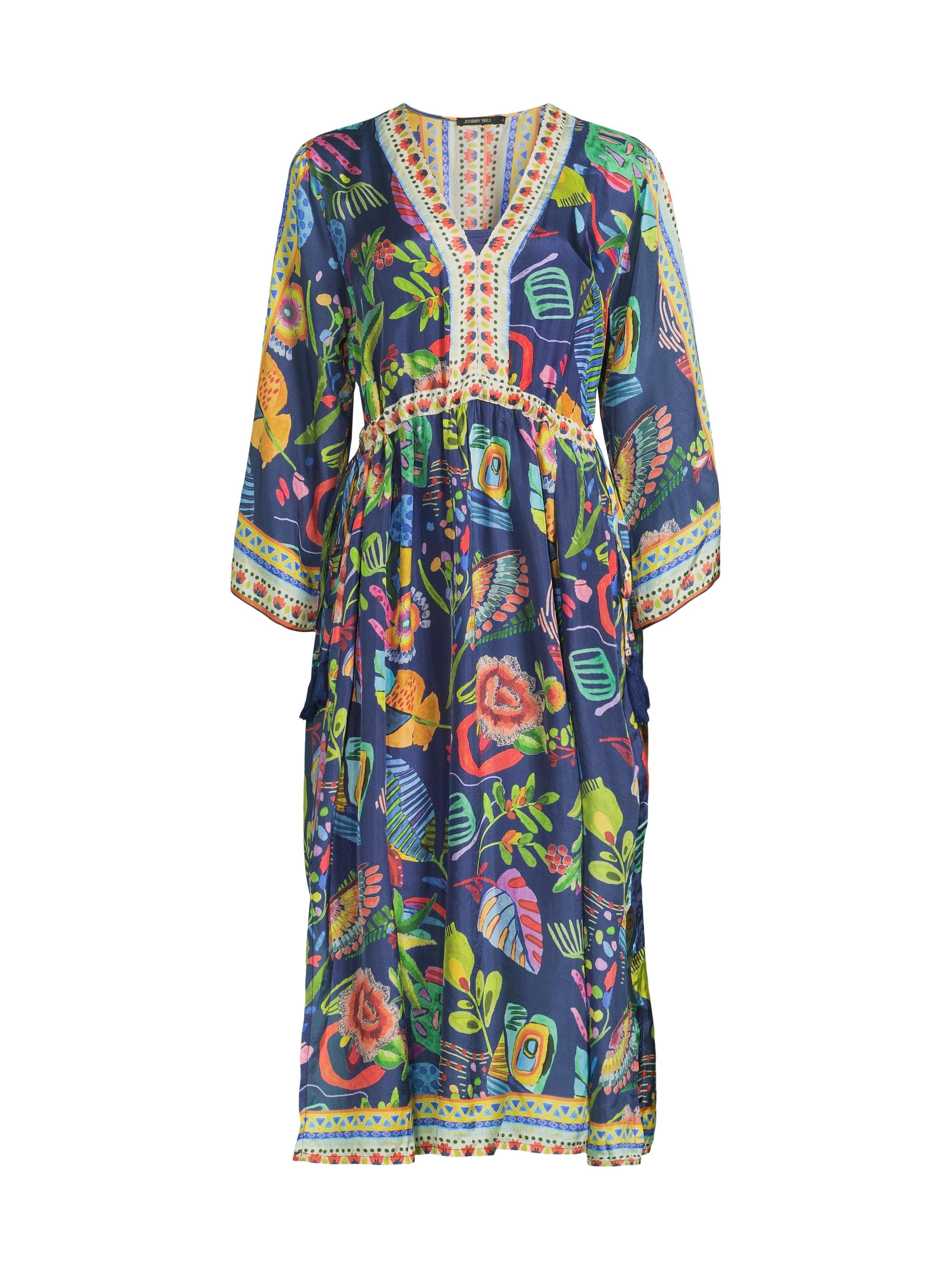 Johnny Was Women's Saskia Floral Silk V-Neck Midi-Dress - Farout Scarf