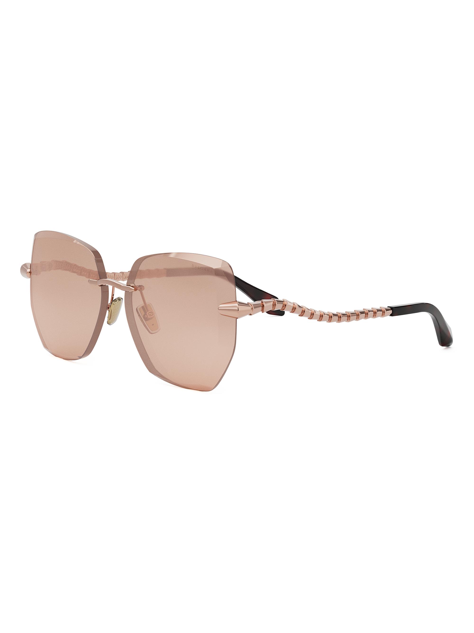 BVLGARI Women's Serpenti Viper 59MM Butterfly Sunglasses - Shiny Rose Gold Brown Mirror