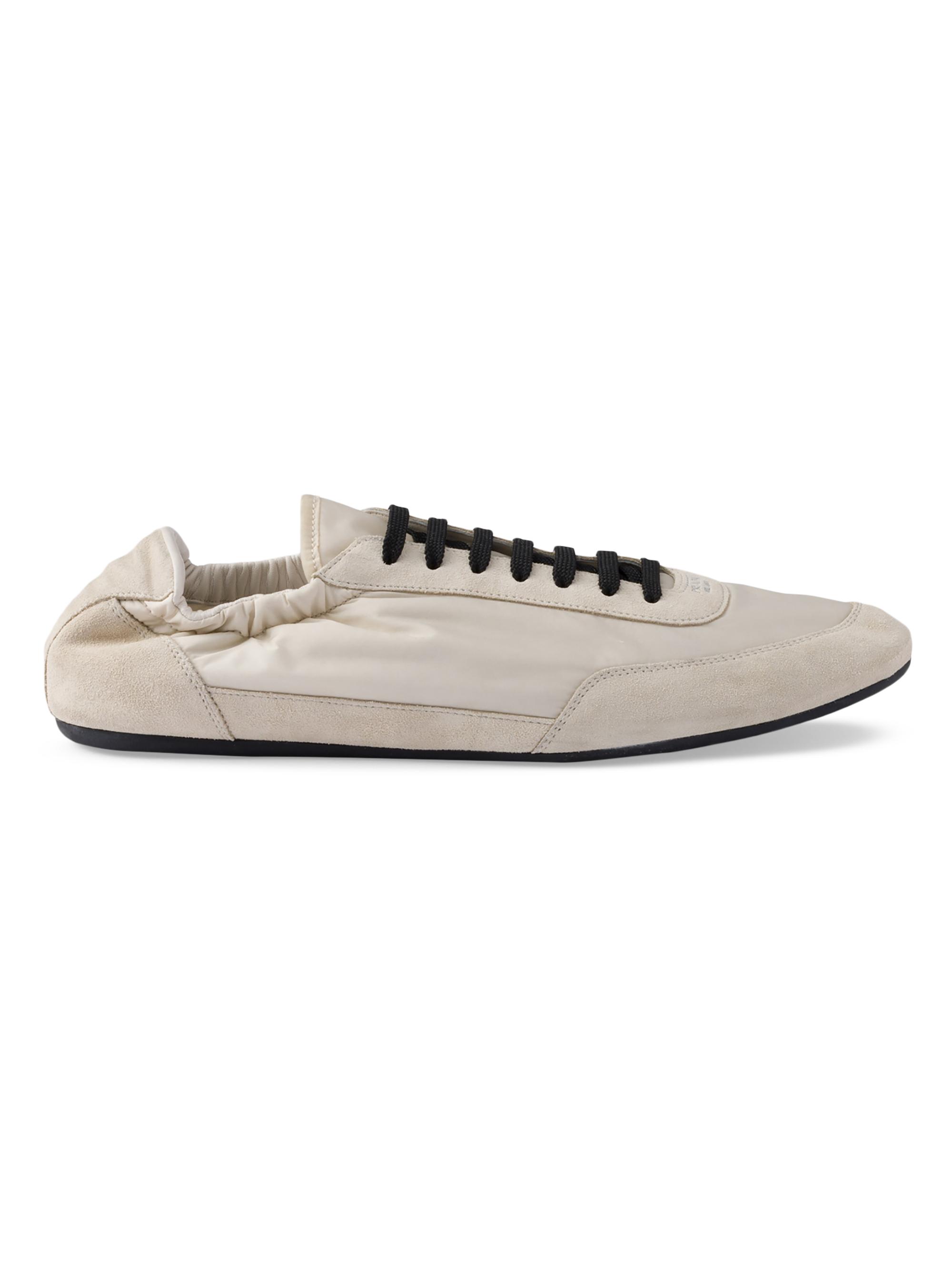Prada Women's Collapse Re-Nylon and Suede Sneakers - Beige Khaki