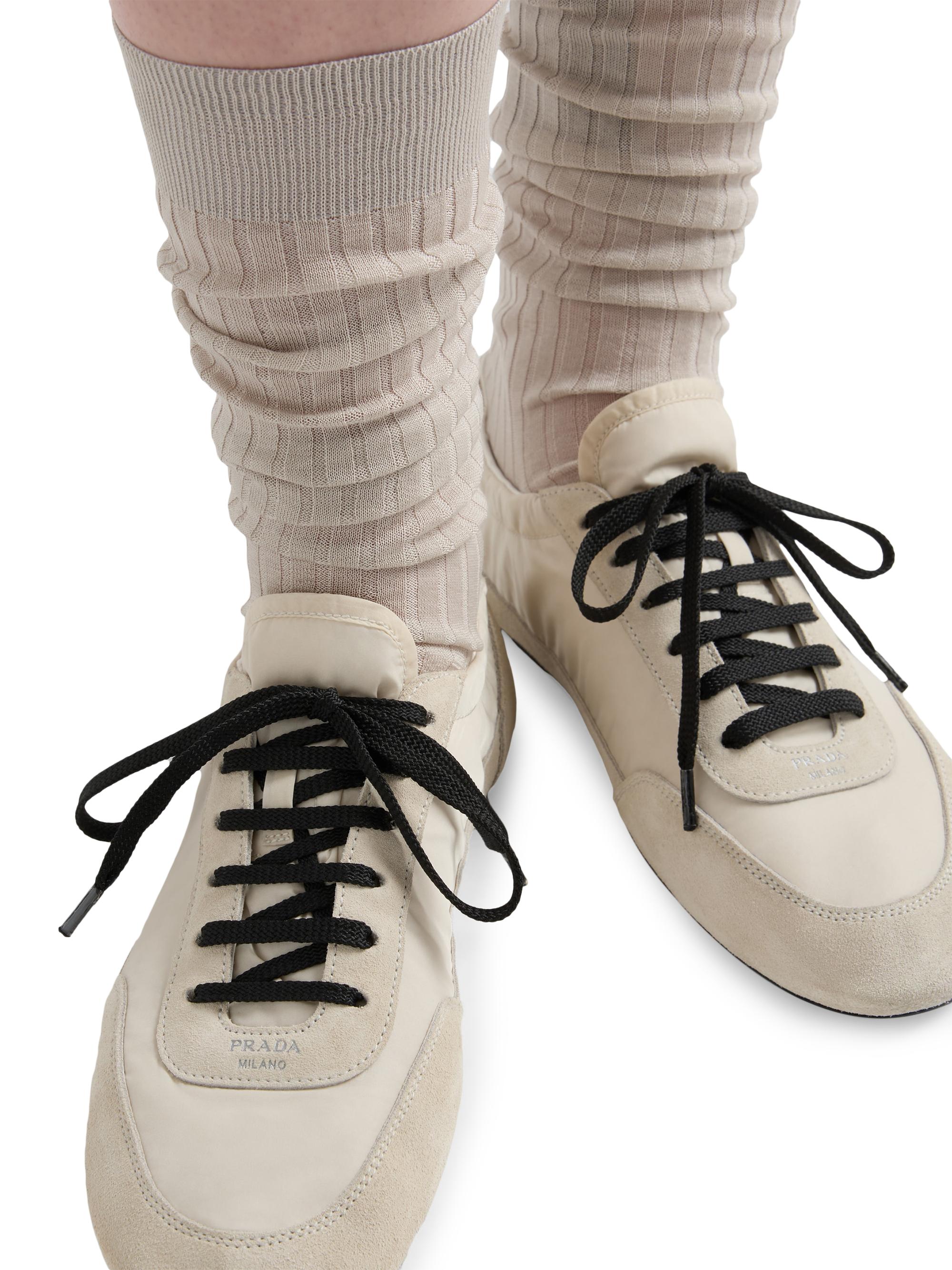 PRADA コラプス Re-Nylon × スエード スニーカー 6 1/2 大注目】PRADA◇Collapse Re-Nylon×スエード スニーカー ロゴ (PRADA