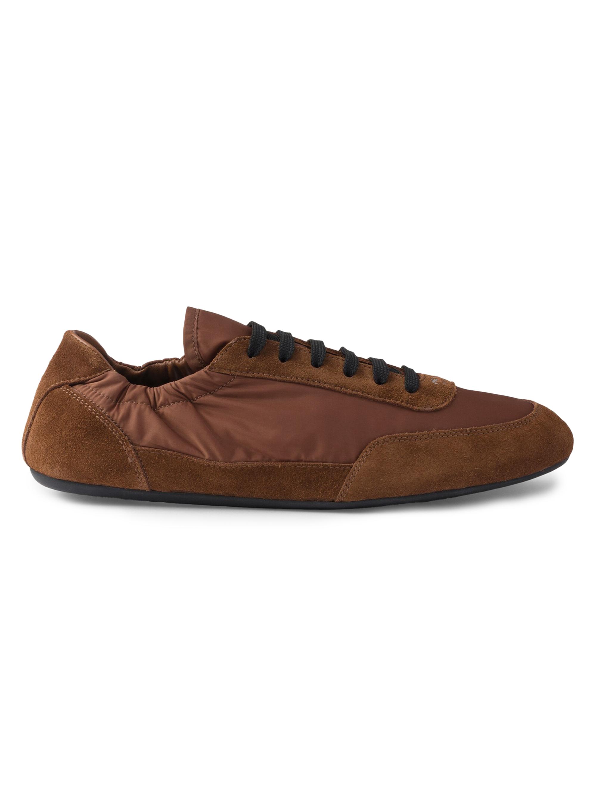 Prada Women's Collapse Re-Nylon and Suede Sneakers - Brown