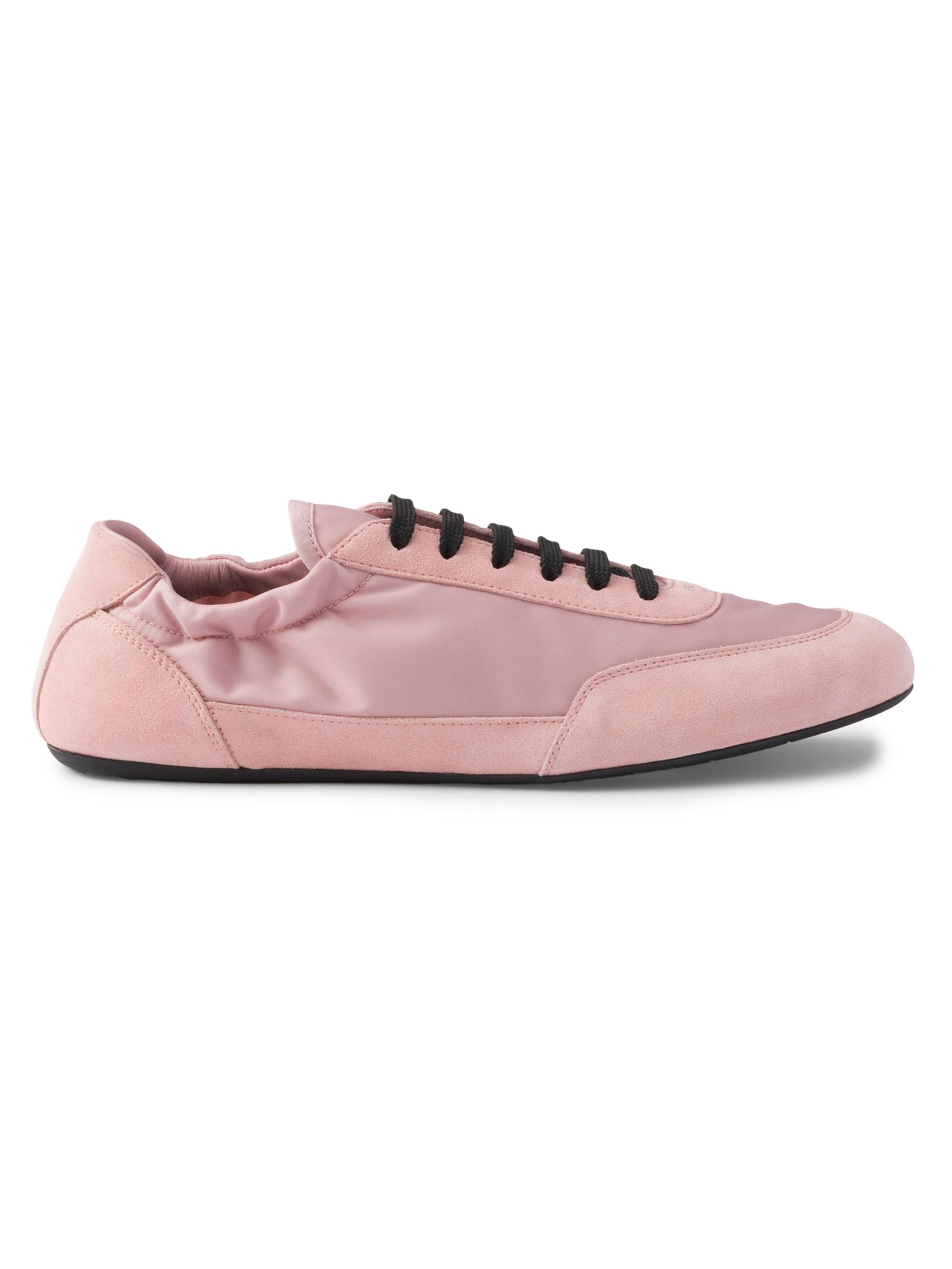 Prada Women's Collapse Re-Nylon and Suede Sneakers - Pink