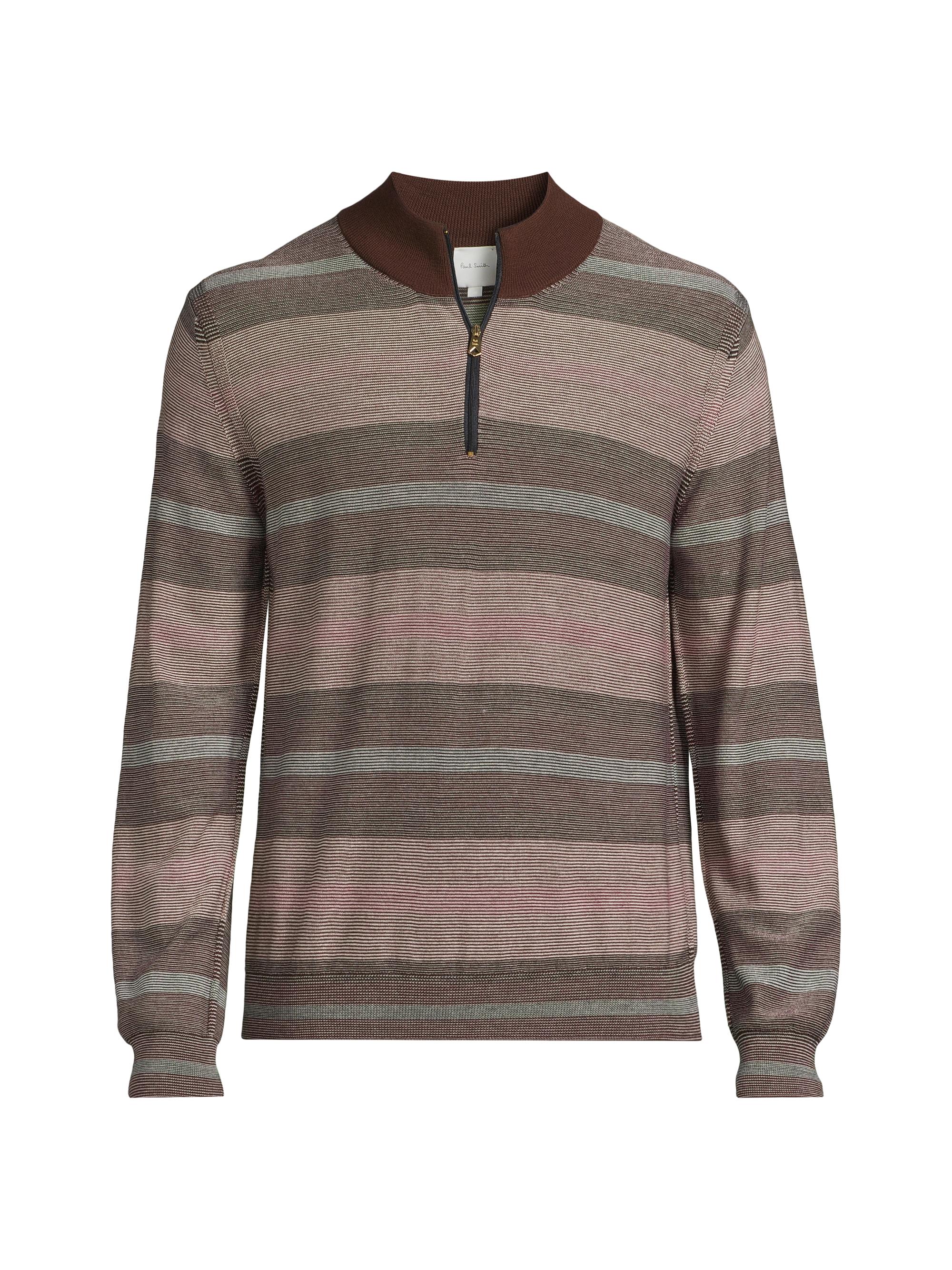 Paul Smith Men's Cotton-Wool Striped Quarter-Zip Sweater
