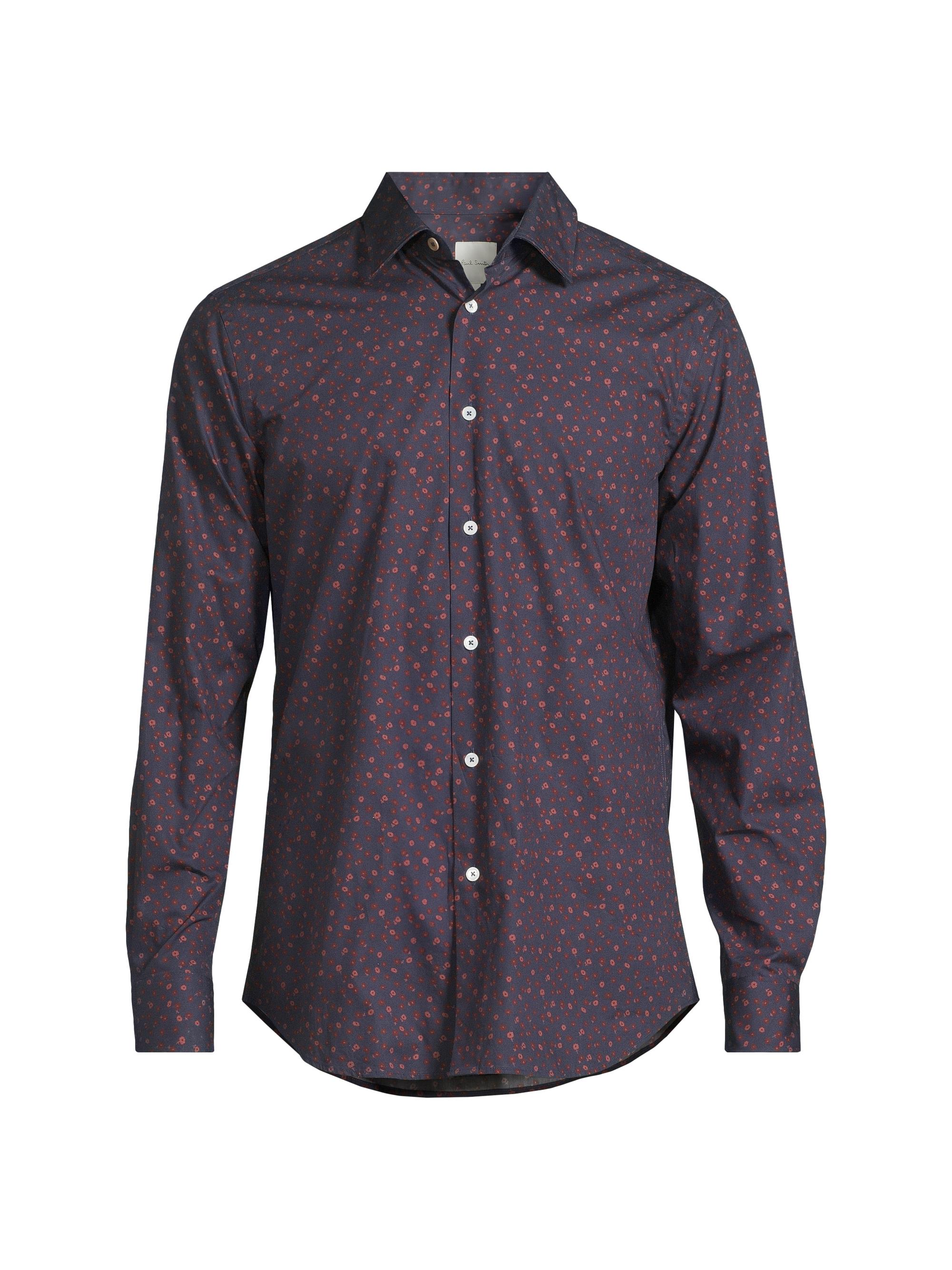Paul Smith Men's Tailored Printed Button-Front Shirt - Dark Navy