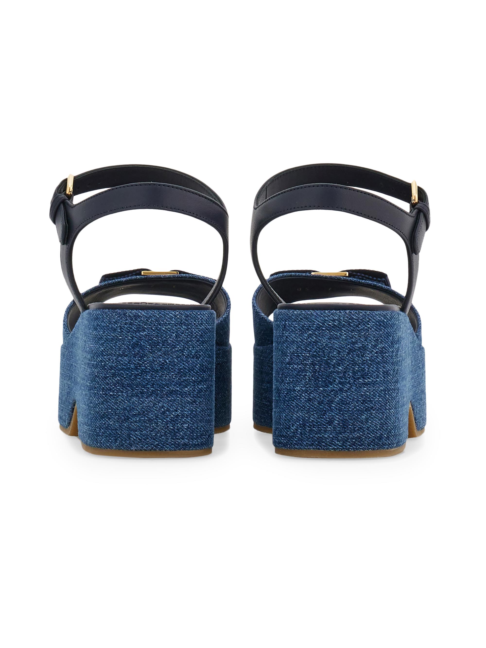 FERRAGAMO Selna 70MM Denim Platform Sandals | Saks Fifth Avenue