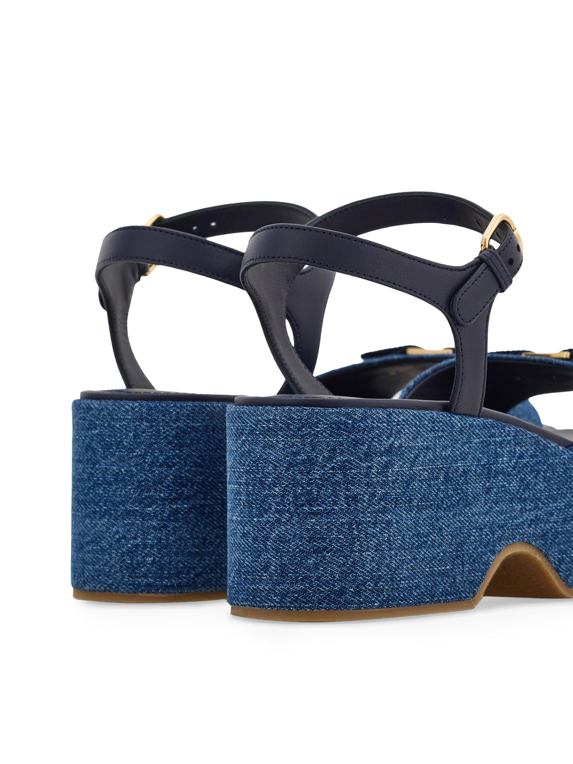 FERRAGAMO Selna 70MM Denim Platform Sandals | Saks Fifth Avenue
