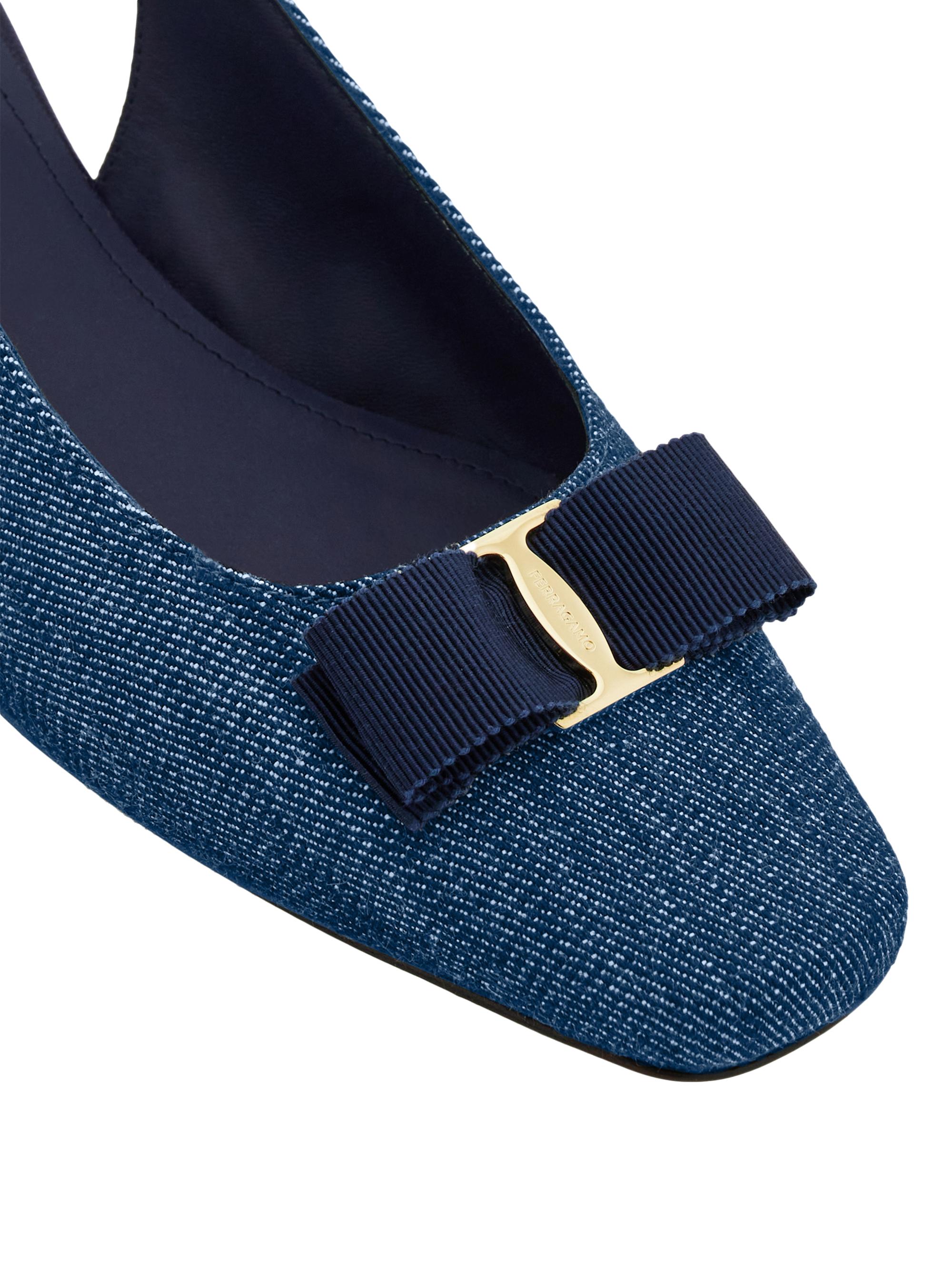 FERRAGAMO Rivada 30MM Denim Square-Toe Pumps | Saks Fifth Avenue