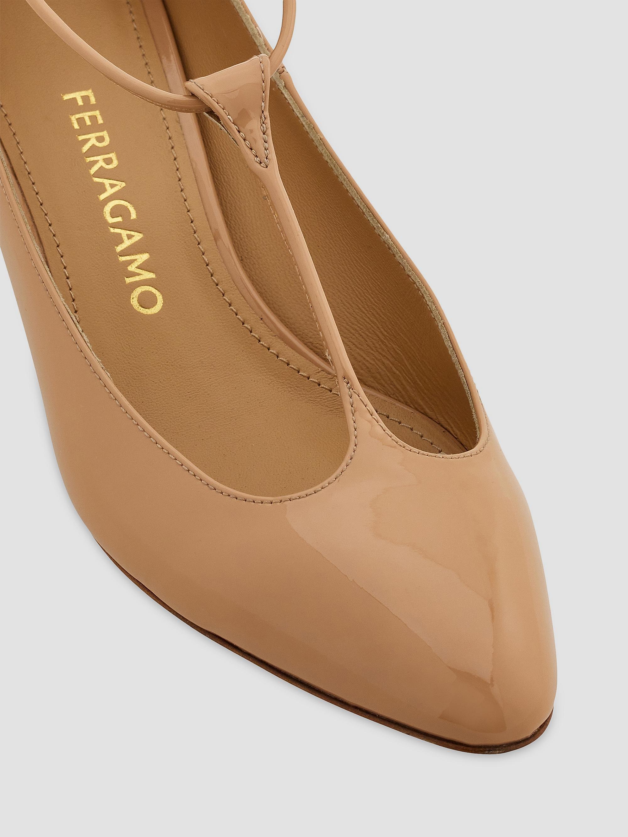 FERRAGAMO Tania 40MM Leather T-Strap Pumps | Saks Fifth Avenue