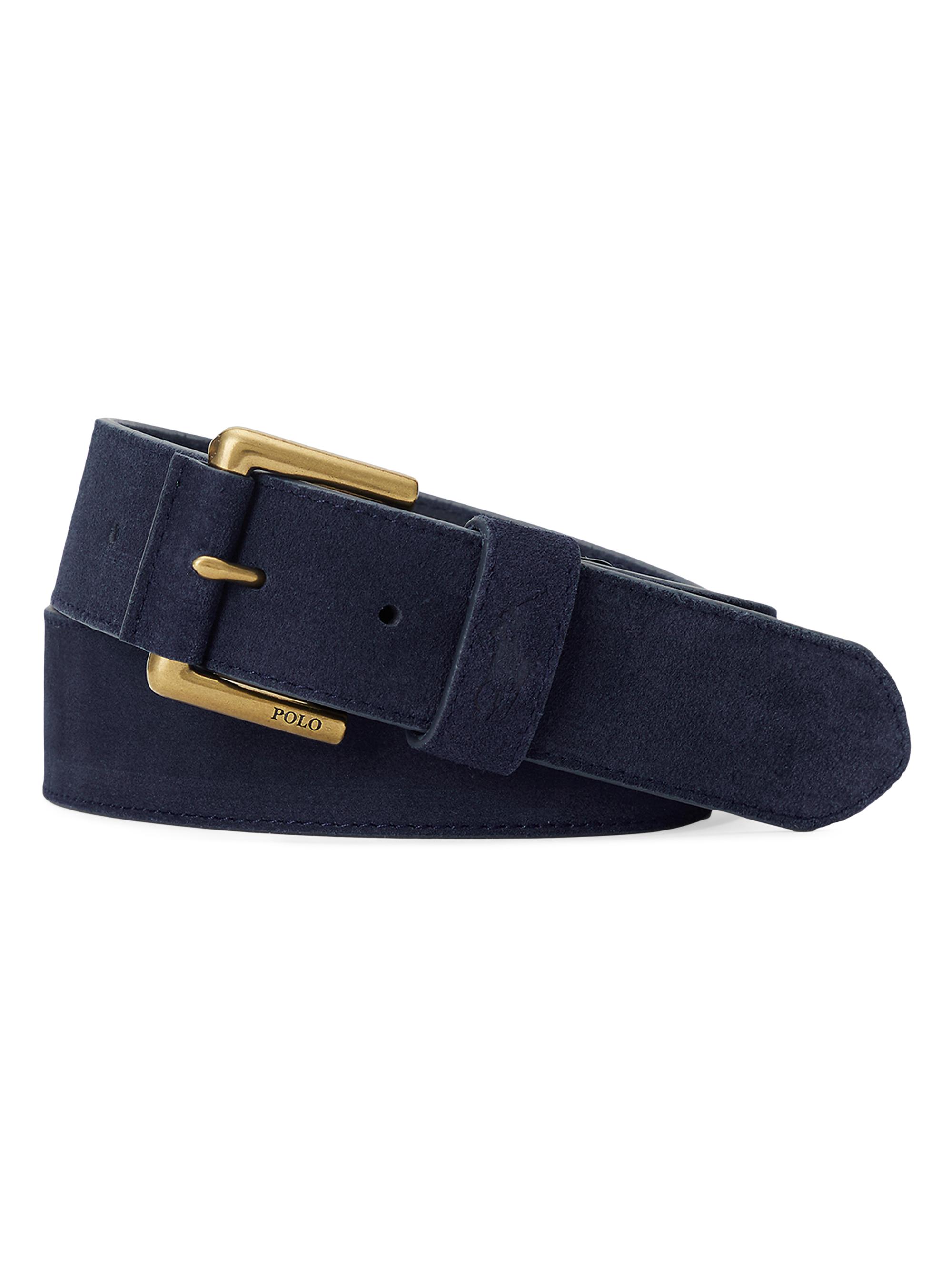 Polo Ralph Lauren Men's Suede Debossed-Logo Belt - Navy