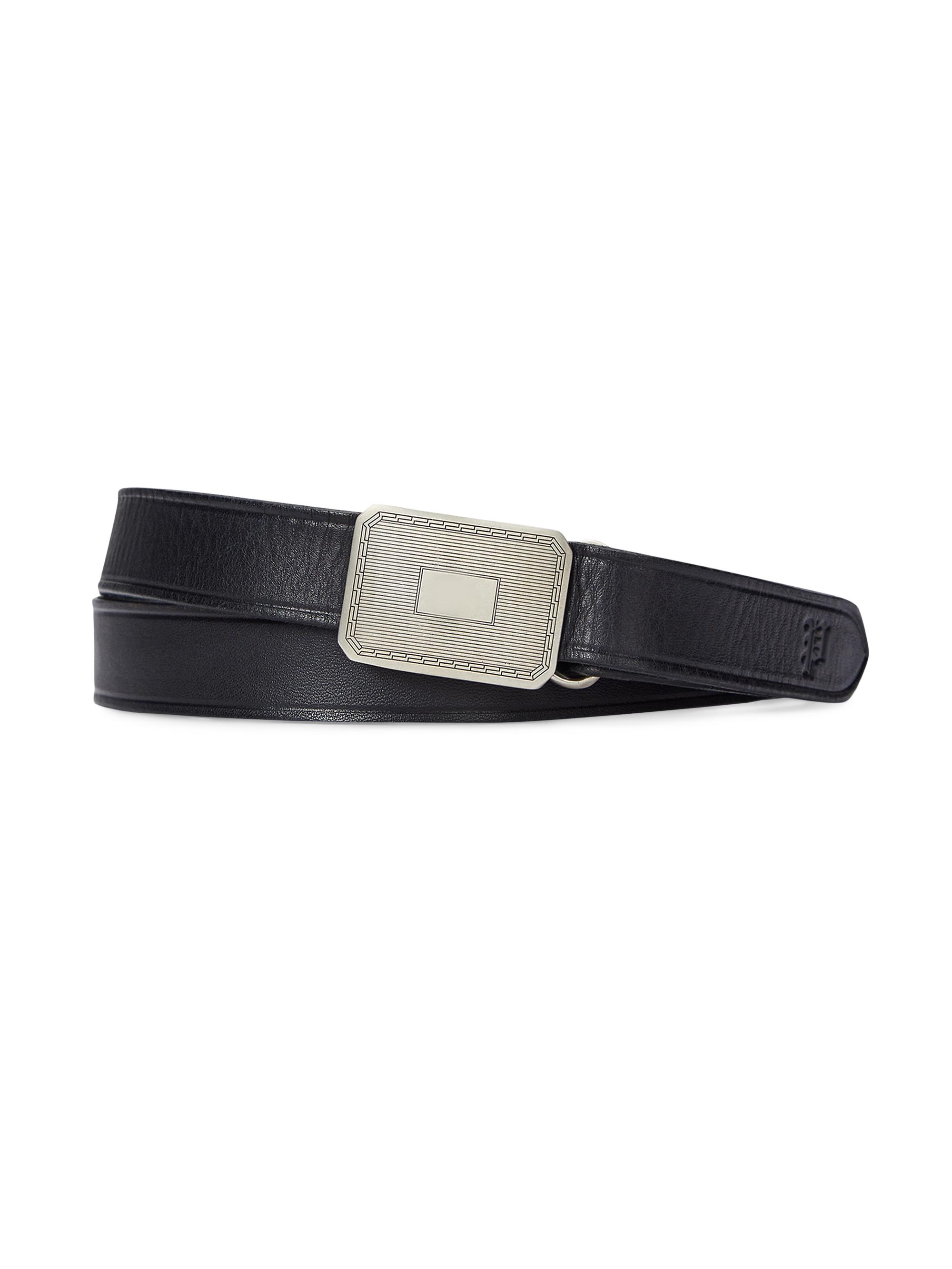 Polo Ralph Lauren Men's Engine Turn Leather Belt - Black