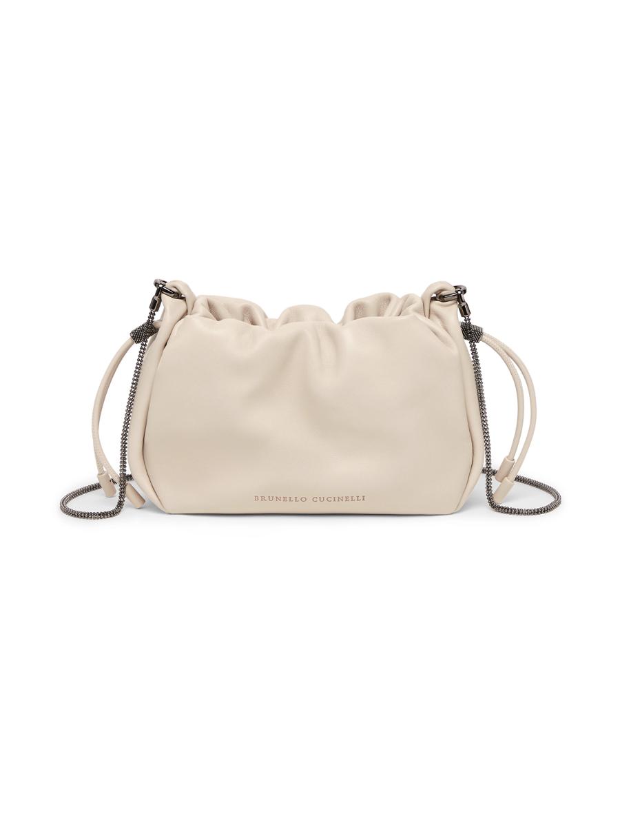 【関税&送料込】Brunello Cucinelli Mini Borsa Brunello Cucinelli Mini Drawstring Lambskin Top-Handle Bag
