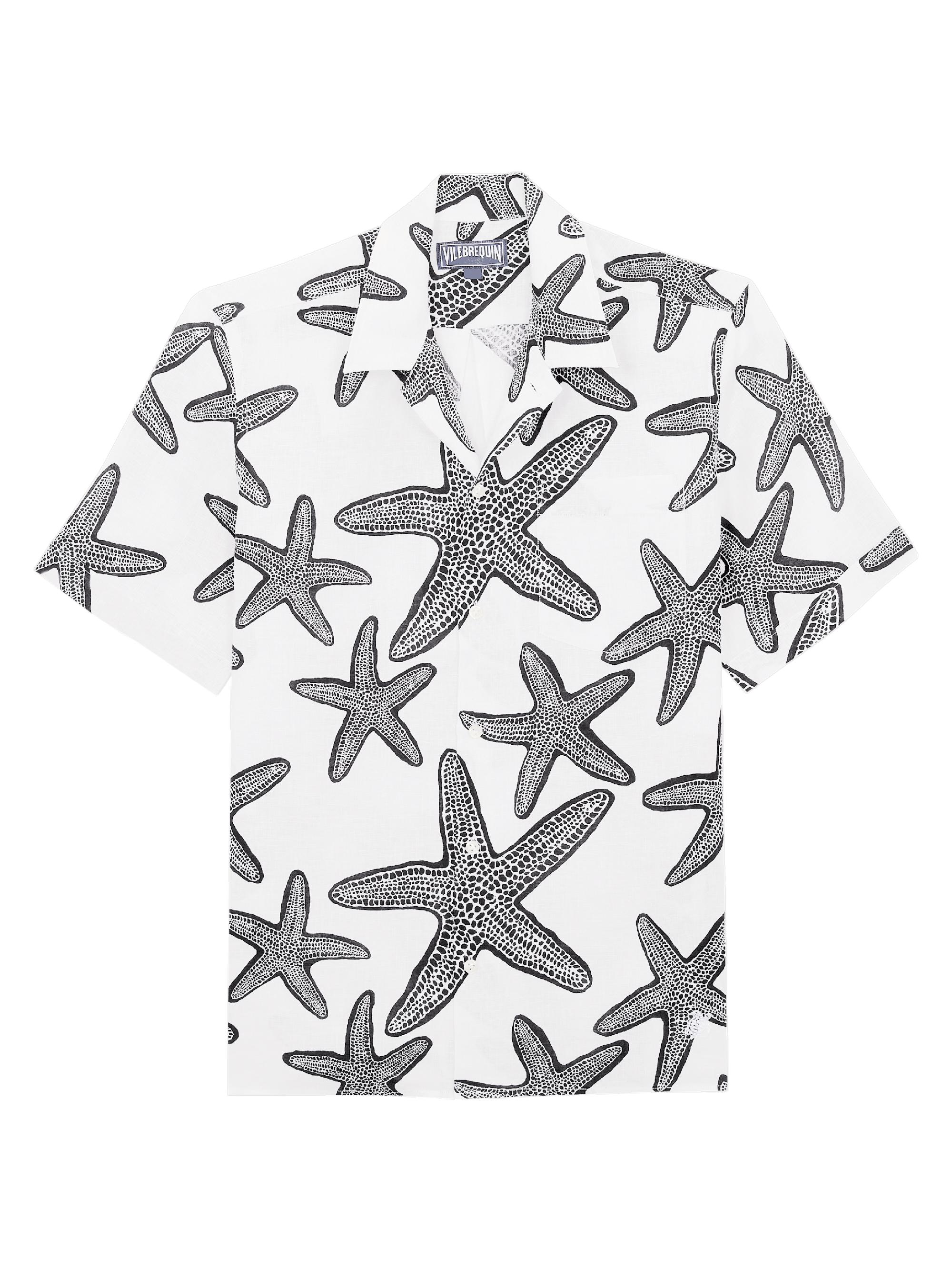 Vilebrequin Men's Starlettes Printed Linen Shirt - Blanc