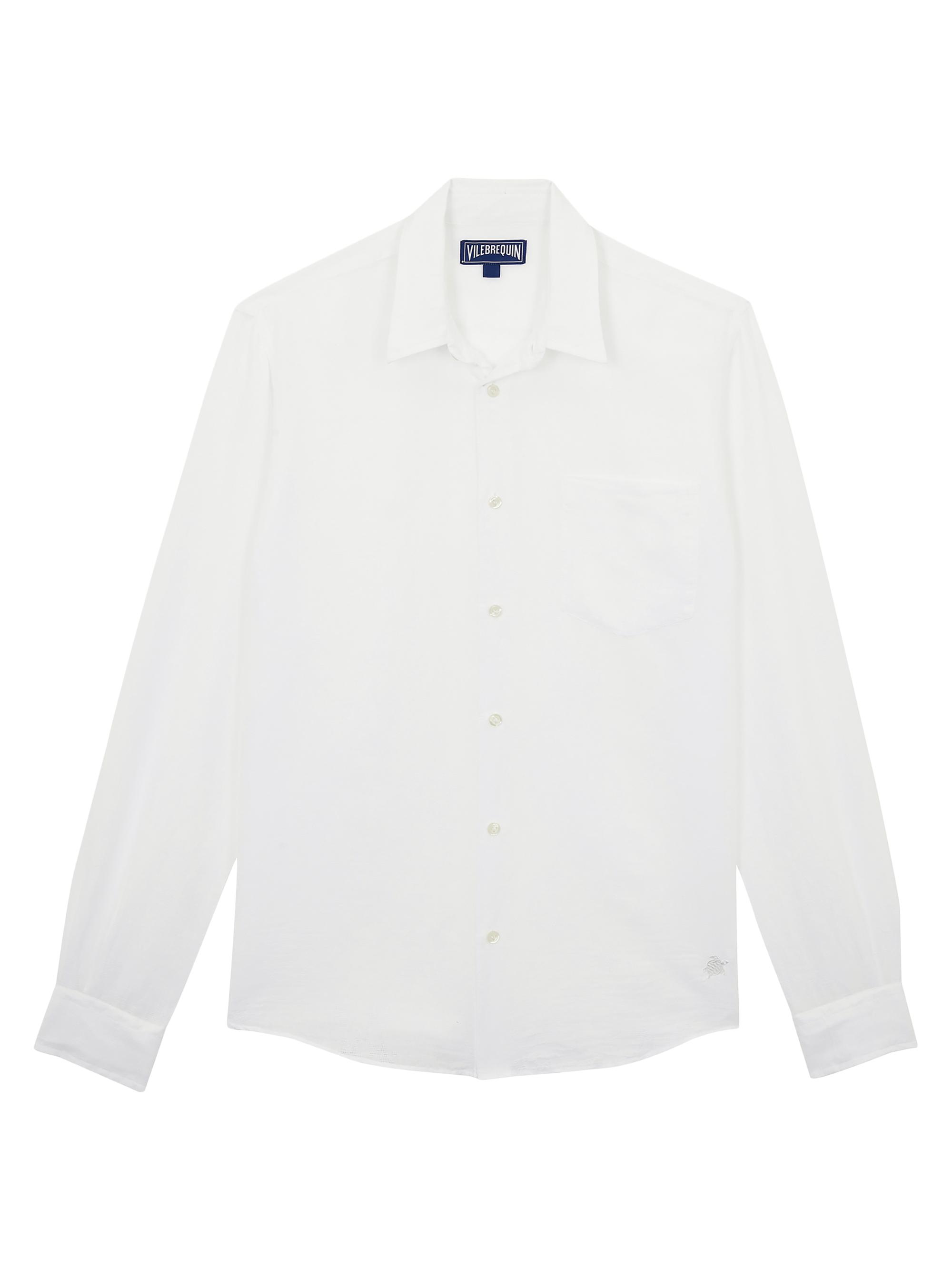 Vilebrequin Men's Cotton-Linen Jacquard Button-Front Shirt - Blanc