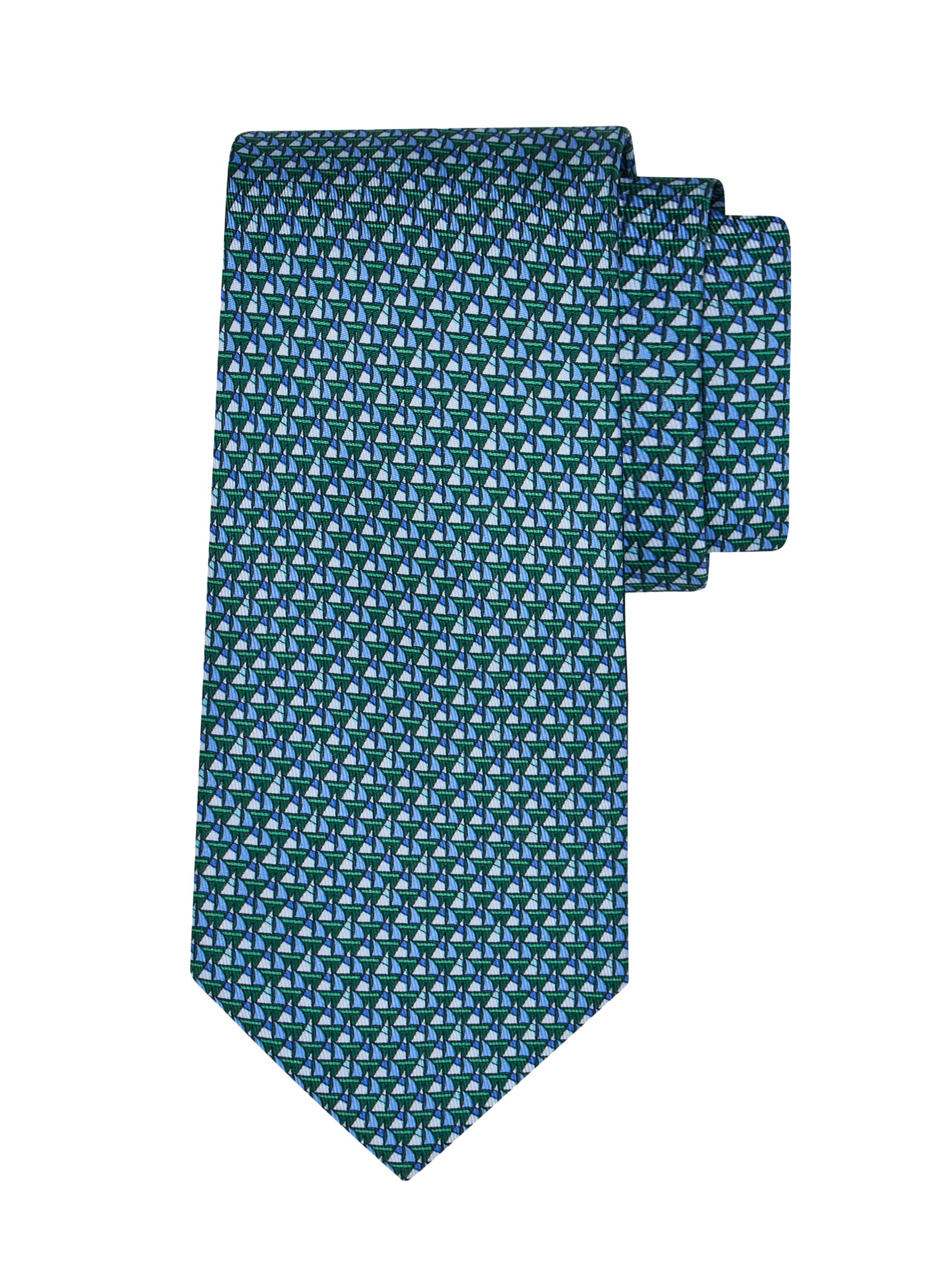 FERRAGAMO Men's Ancora Sailboat Silk Tie - Verde Azzurro