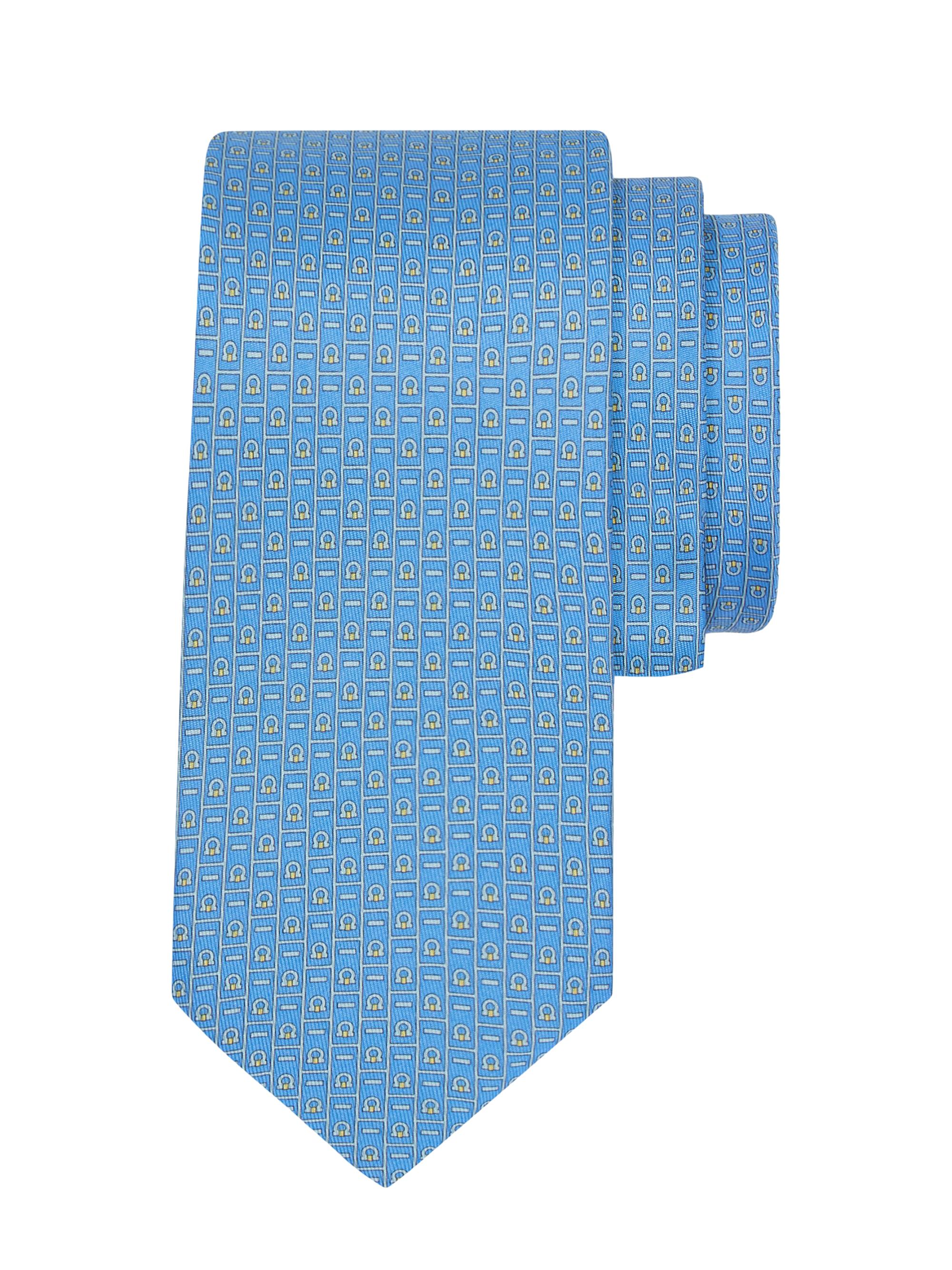 FERRAGAMO Men's Viva Silk Gancini Tie - Azzurro