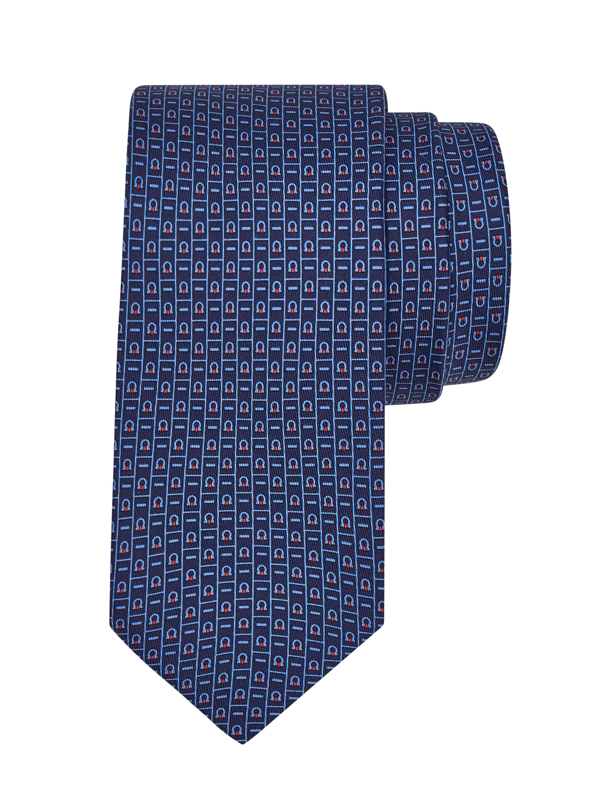 FERRAGAMO Men's Viva Silk Gancini Tie - Navy Rosso
