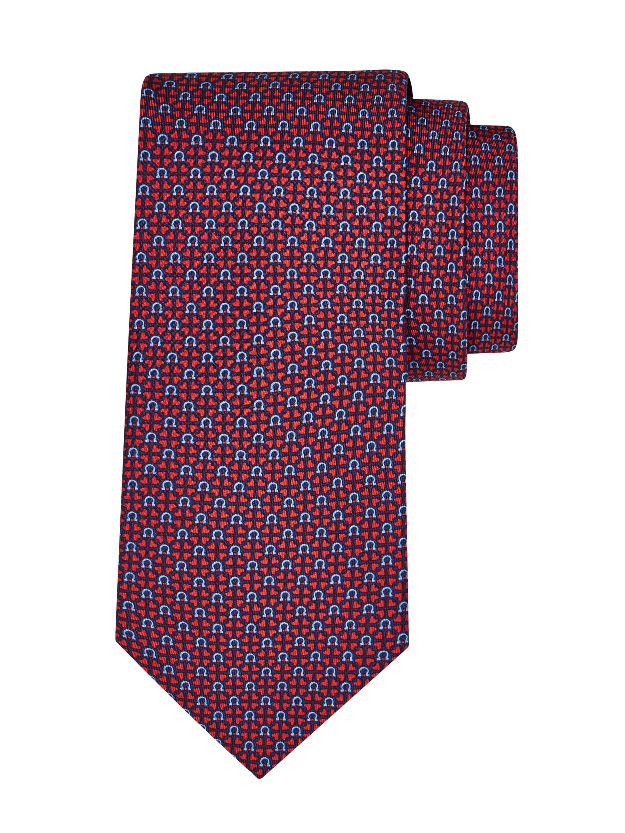 FERRAGAMO Men's Ada Gancio Woven Silk Tie - Blue Scuro Rosso
