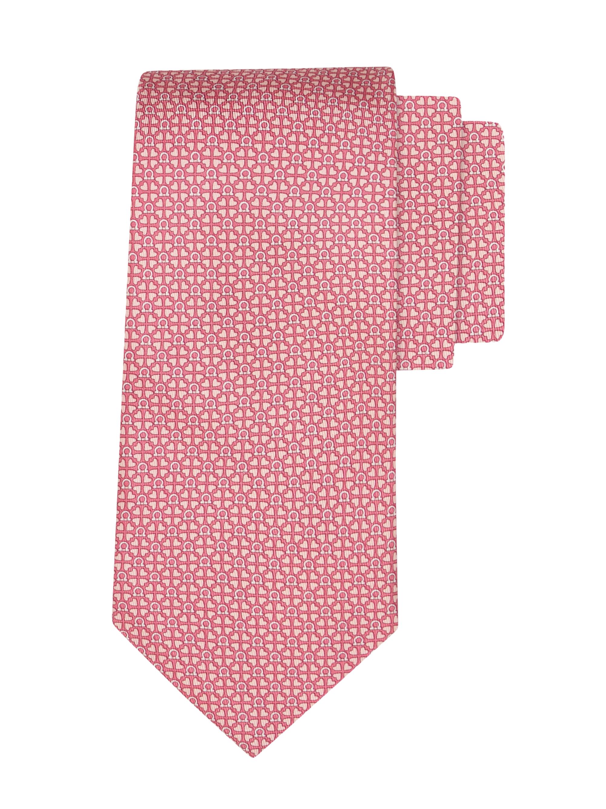 FERRAGAMO Men's Ada Gancio Woven Silk Tie - Rosa