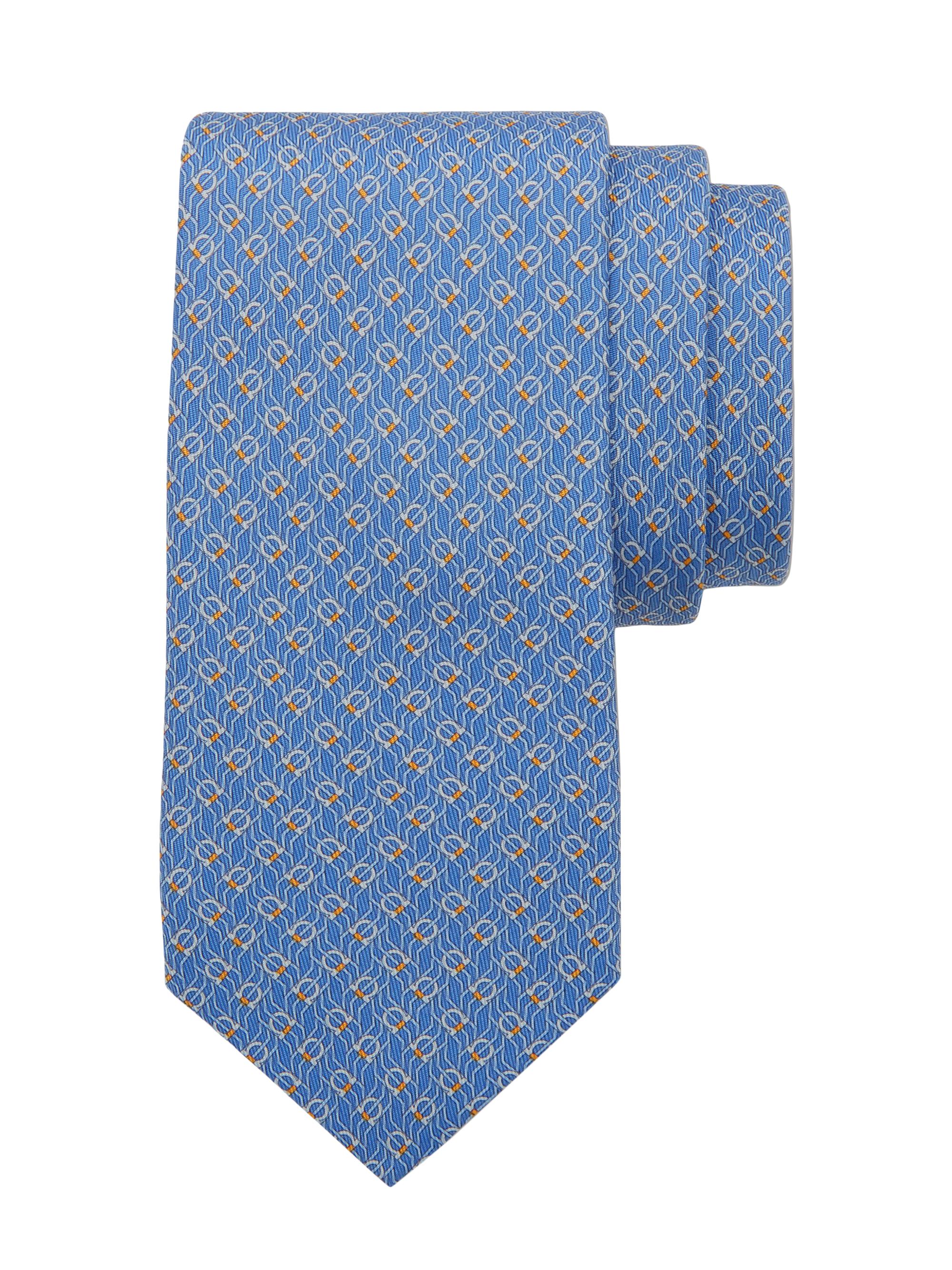 FERRAGAMO Men's Tetris Silk Tie - Azzurro