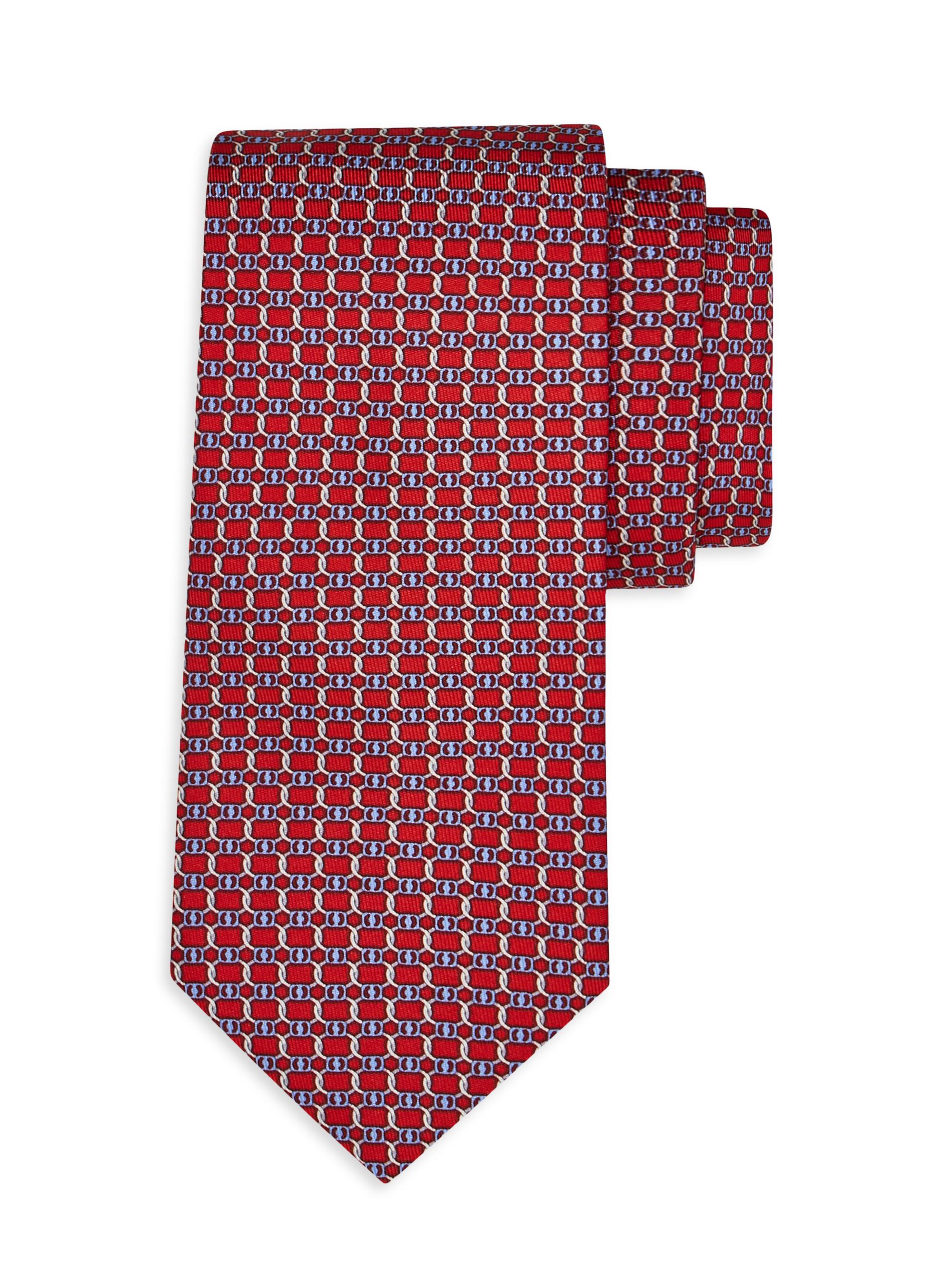 FERRAGAMO Men's Aida Silk Tie - Rosso Azzurro
