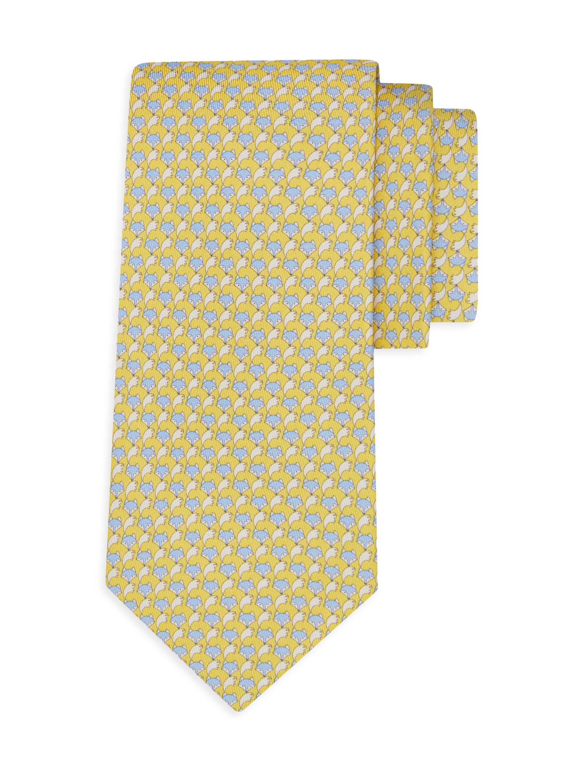 FERRAGAMO Men's Alda Animal-Print Silk Tie - Giallo