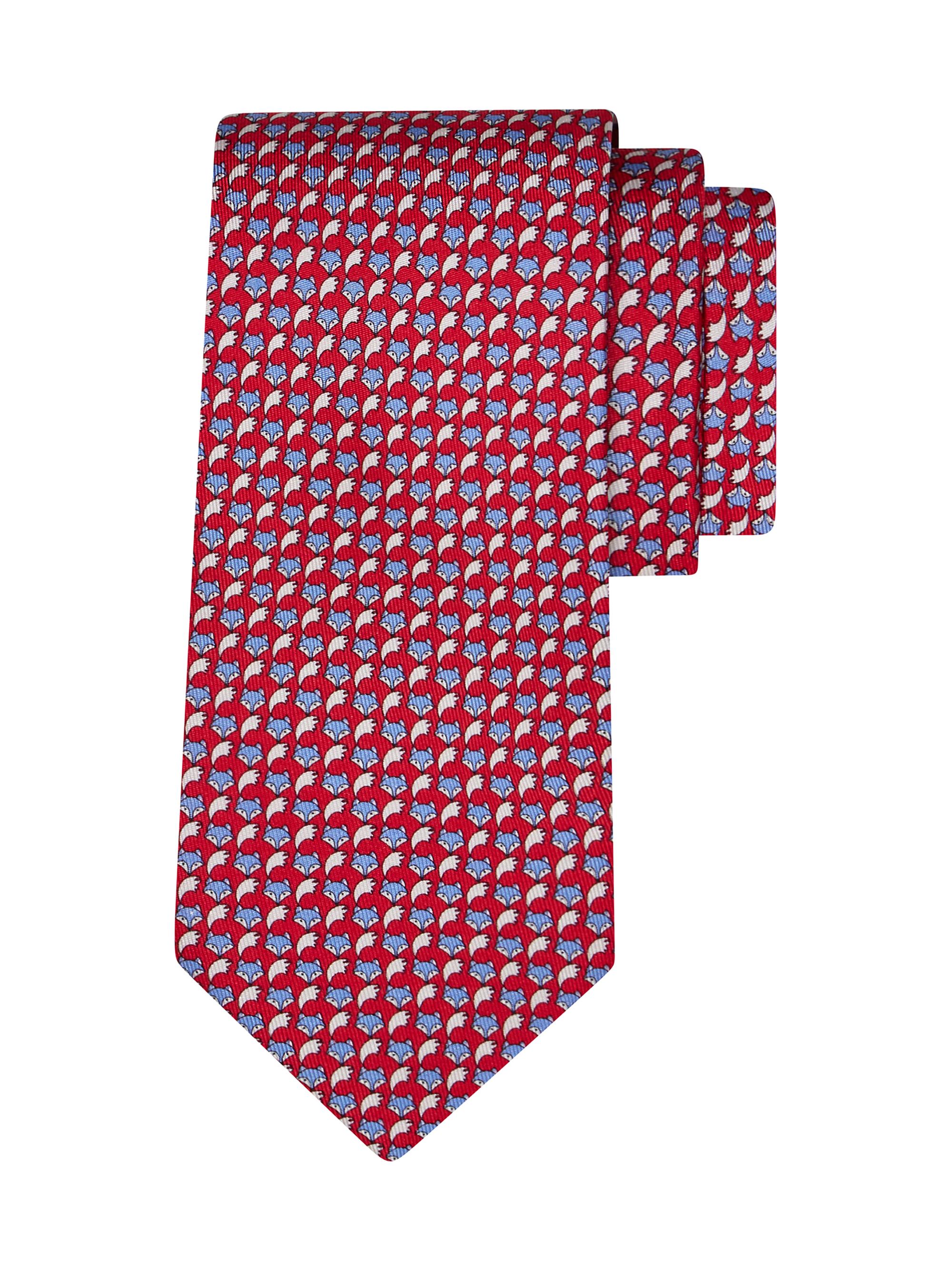 FERRAGAMO Men's Alda Animal-Print Silk Tie - Rosso