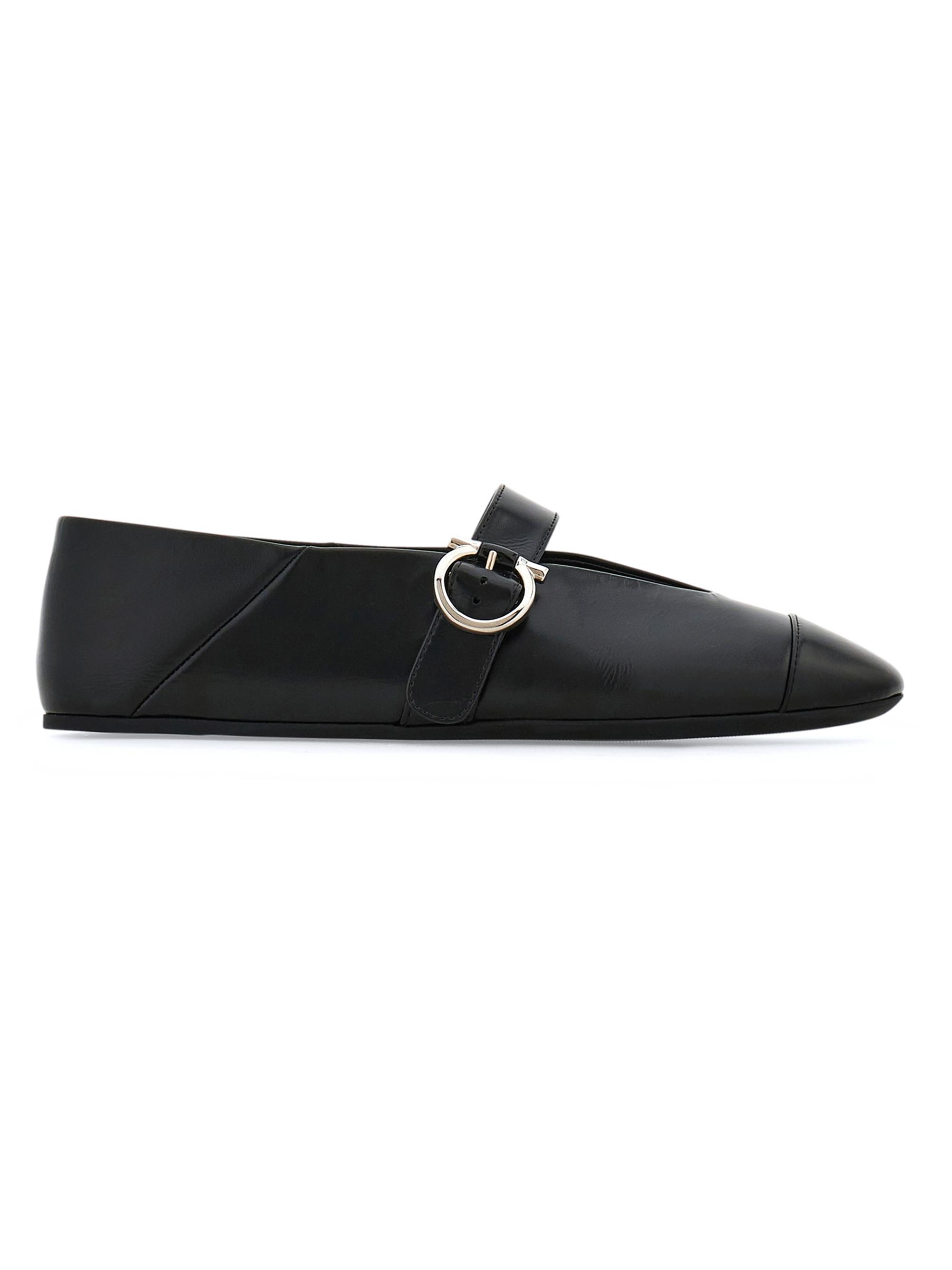 FERRAGAMO Women's Nena Leather Ballet Flats - Nero