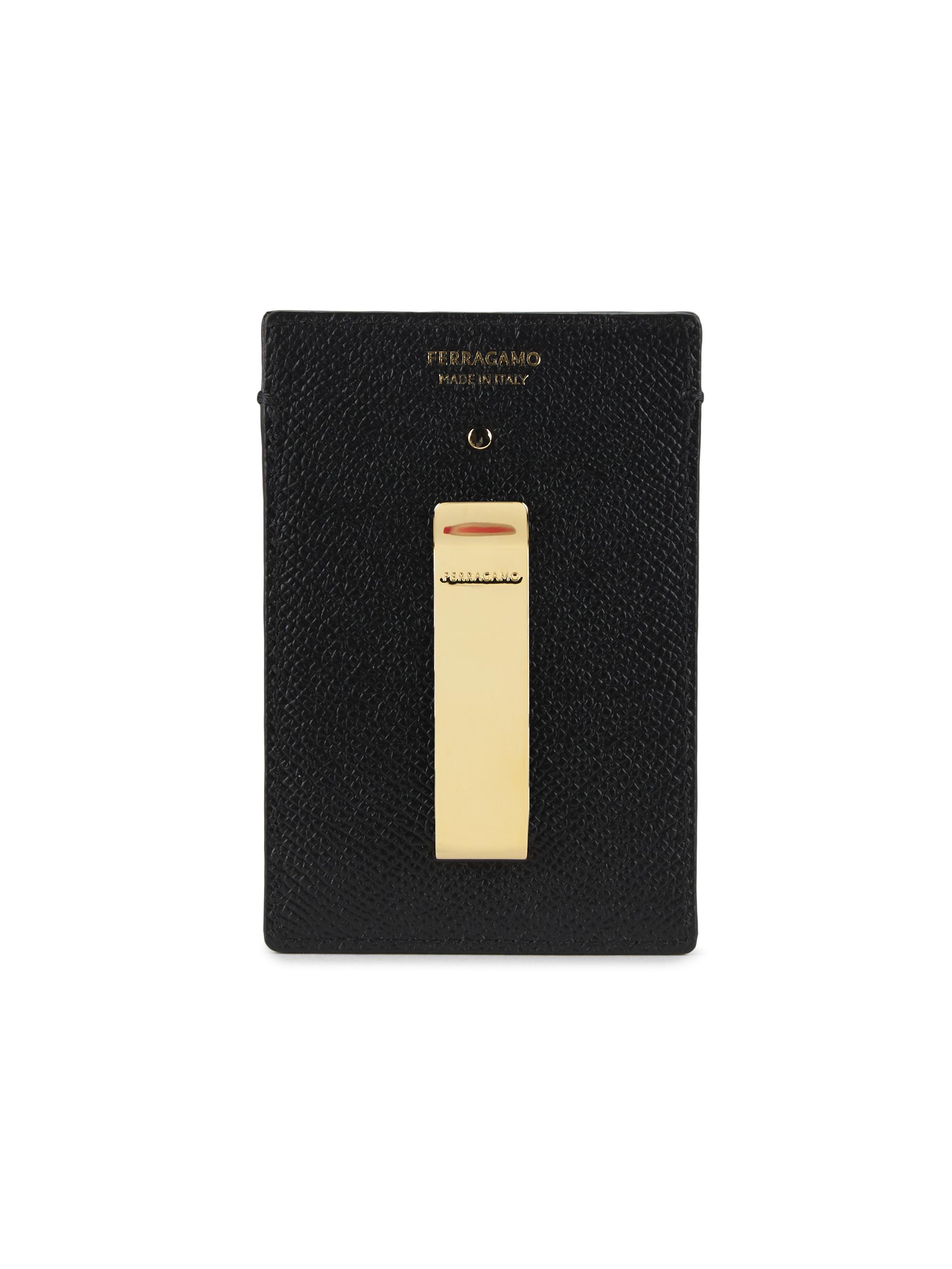 FERRAGAMO Micro Gancio Leather Money Clip Card Holder | Saks Fifth