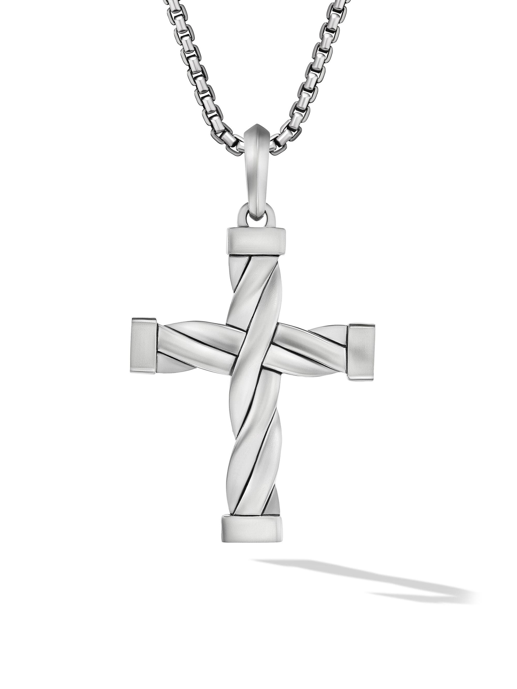 David Yurman Men's DY Helios Cross Pendant in Sterling Silver, 48MM - Silver