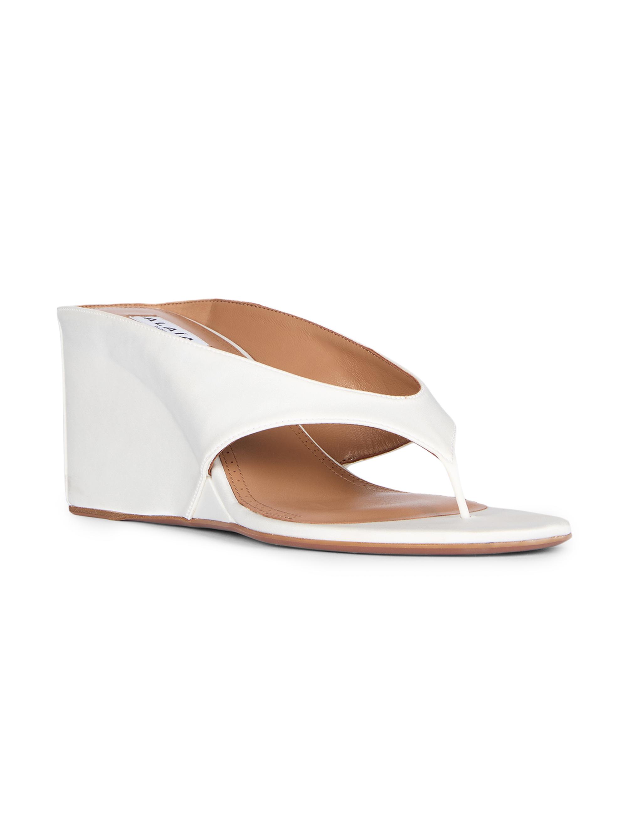 75MM Satin Wedge Tong Mules