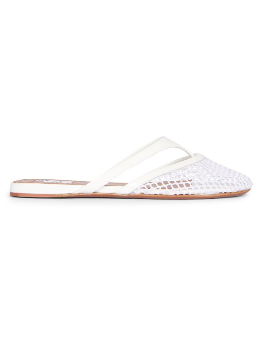 関税送料込♪【ALAIA】Infradito leather and fishnet mules Infradito leather and fishnet mules in gold - Alaia | Mytheresa