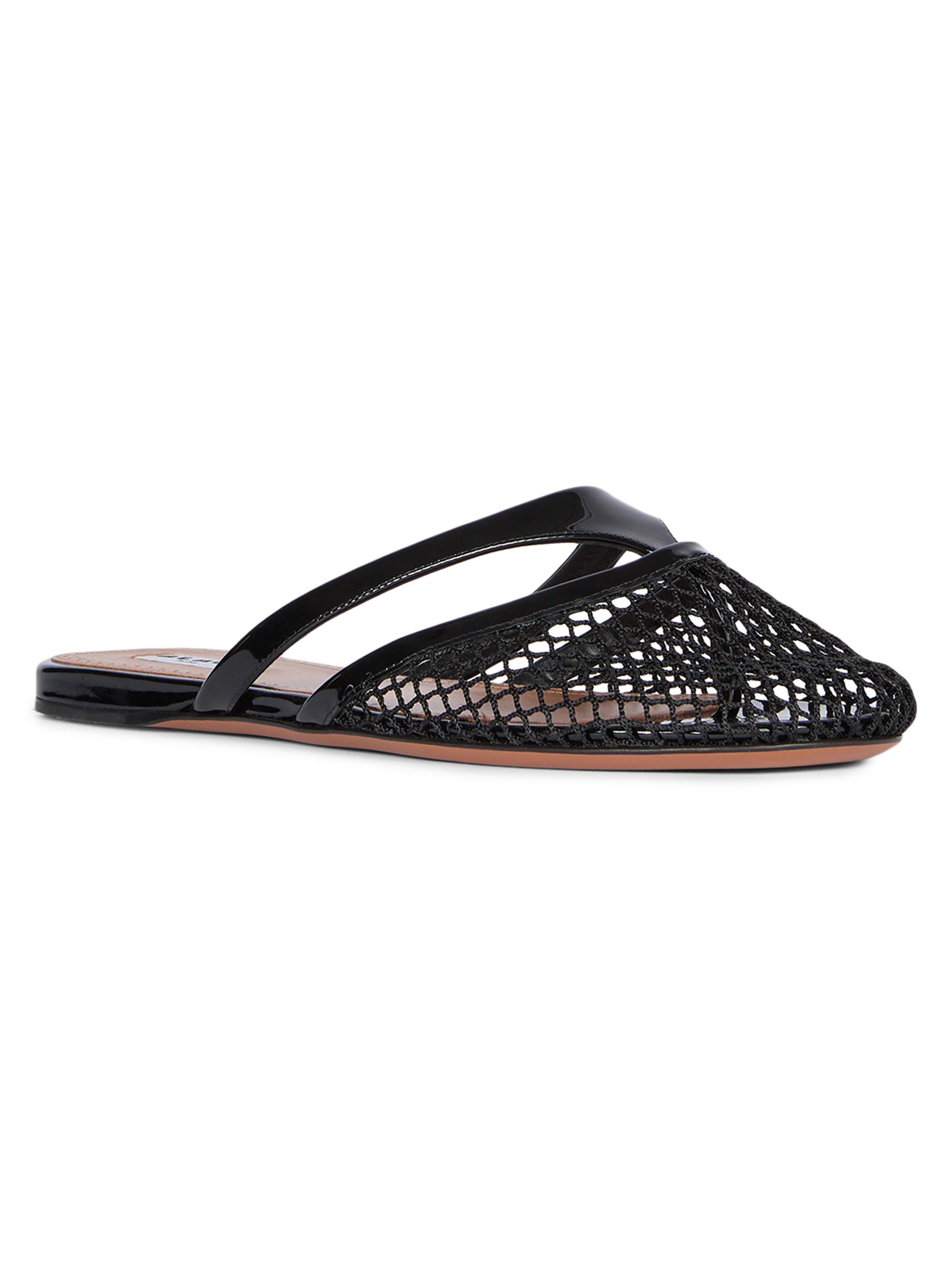 Alaïa Fishnet & Leather Mules | Saks Fifth Avenue
