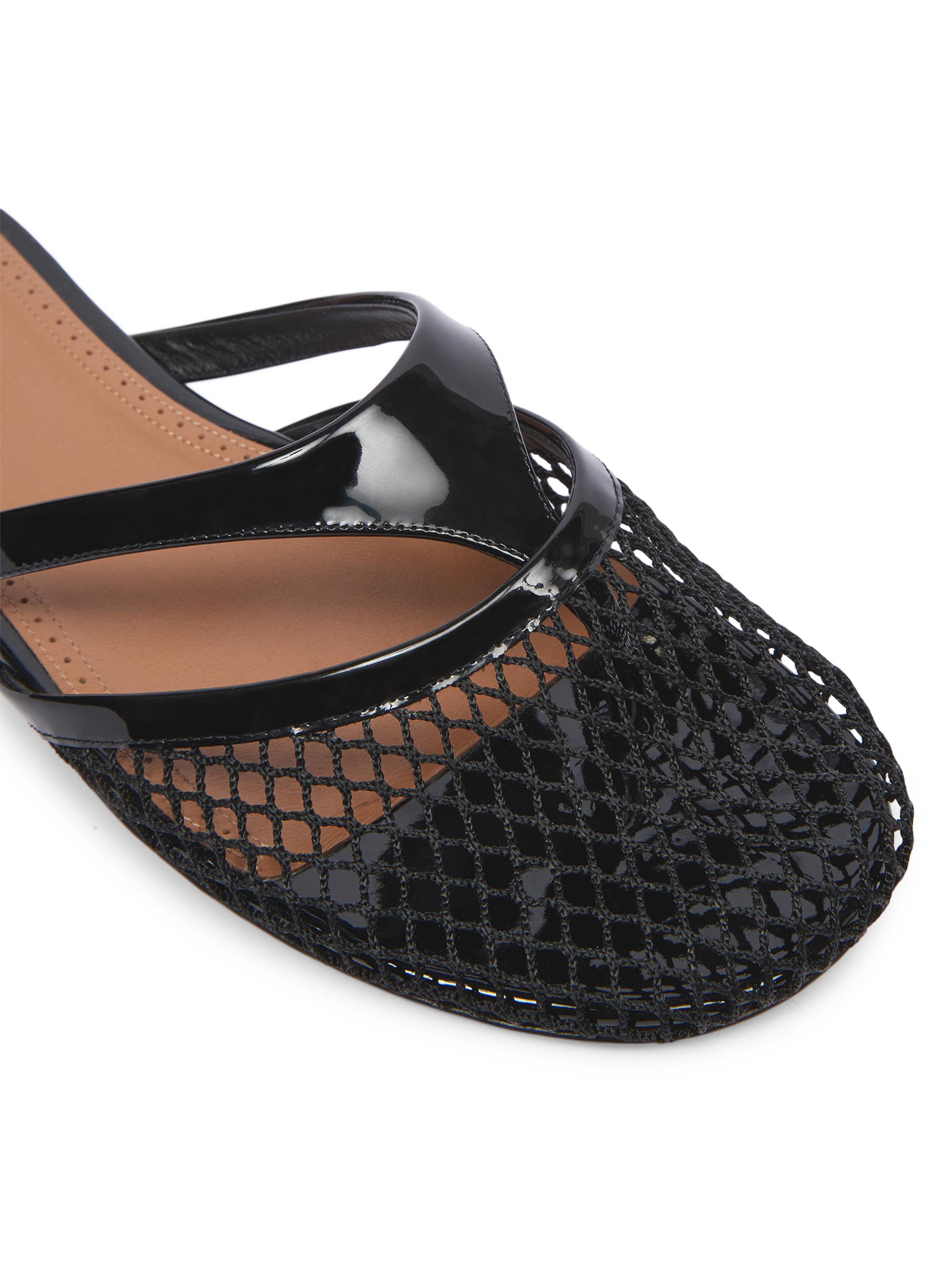 ALAÏA Fishnet & Leather Mules | Saks Fifth Avenue