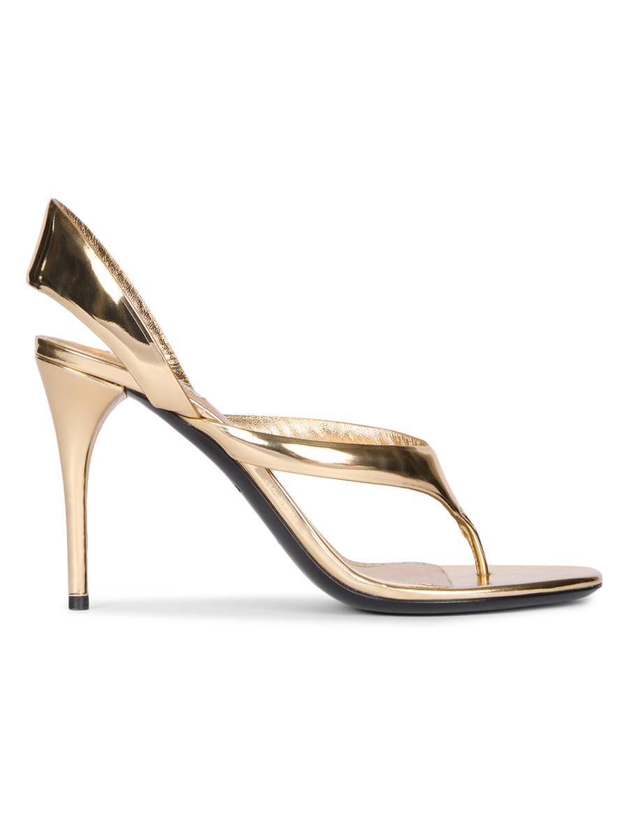 Alaïa Tong 90MM Metallic Leather Sandals | Saks Fifth Avenue