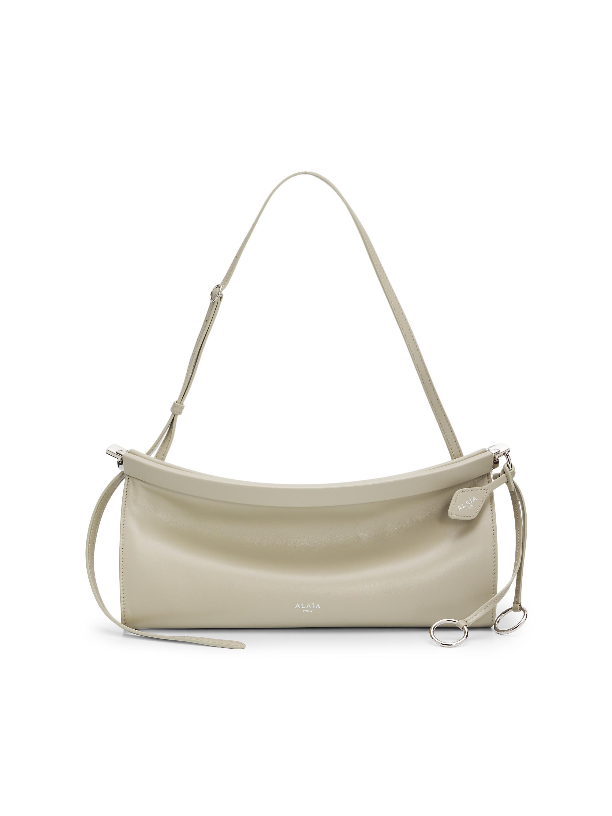 Alaïa Women's Le Click East West Leather Shoulder Bag - Beige Grise