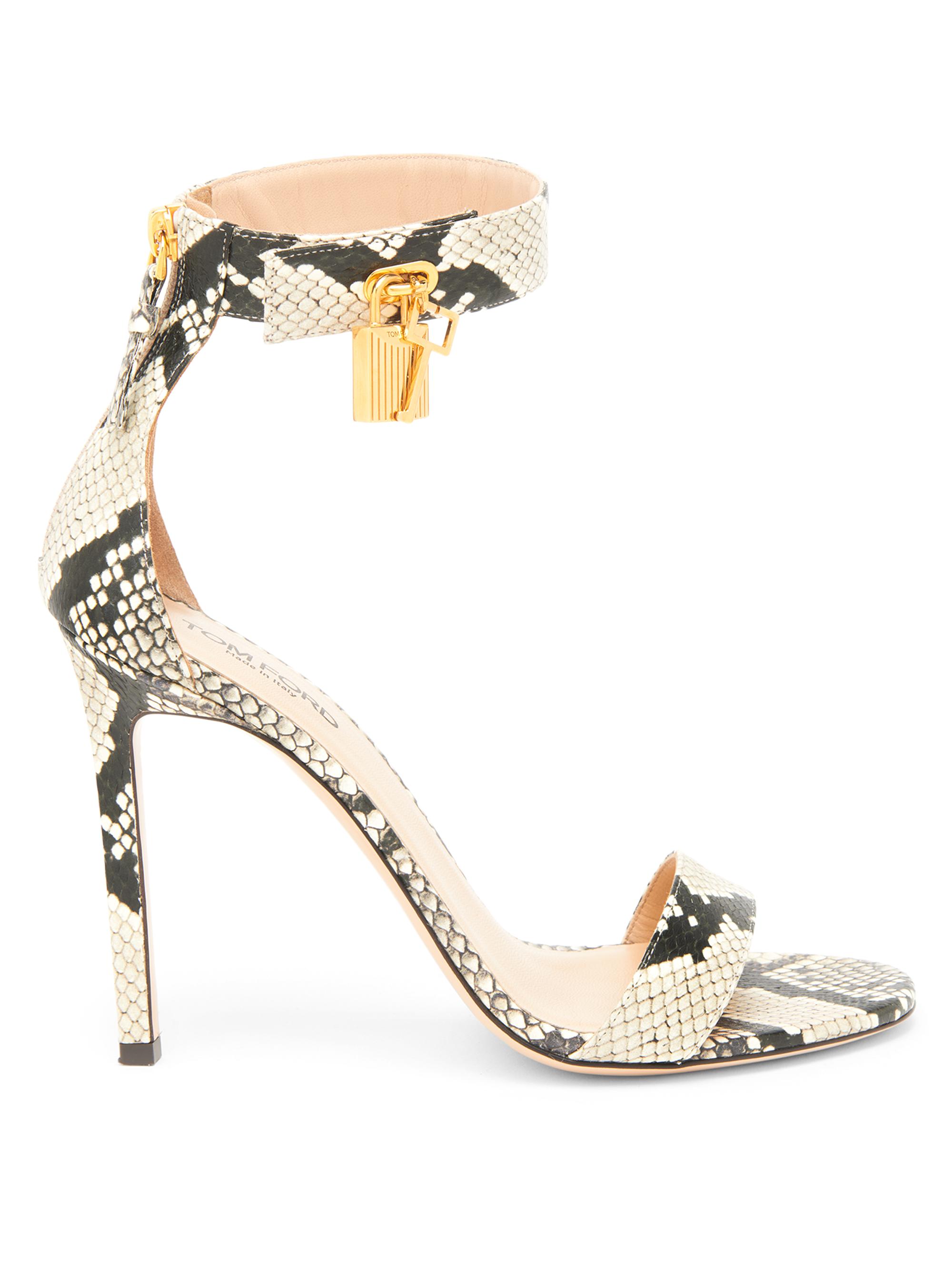 TOM FORD Women's Padlock 105MM Python-Printed Leather Sandals - Roccia
