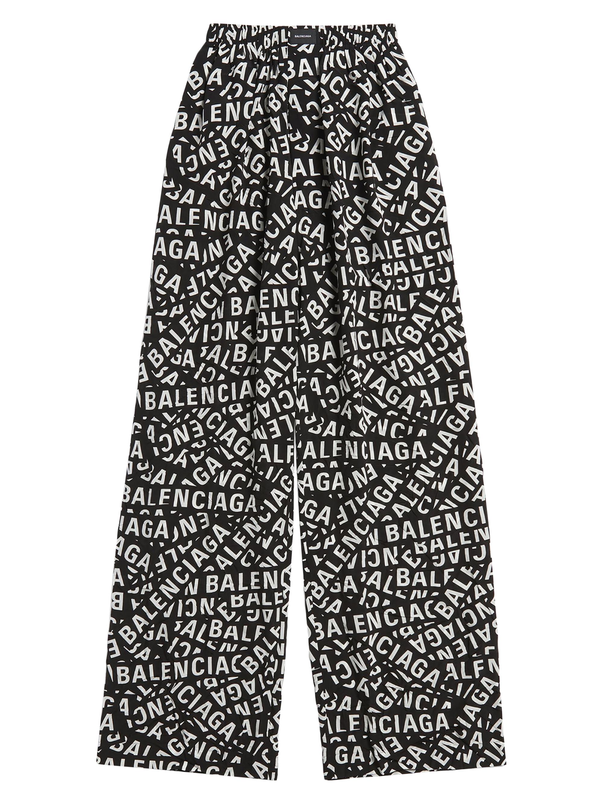 Balenciaga Women's Logo Strips Pajama Pants - Black White
