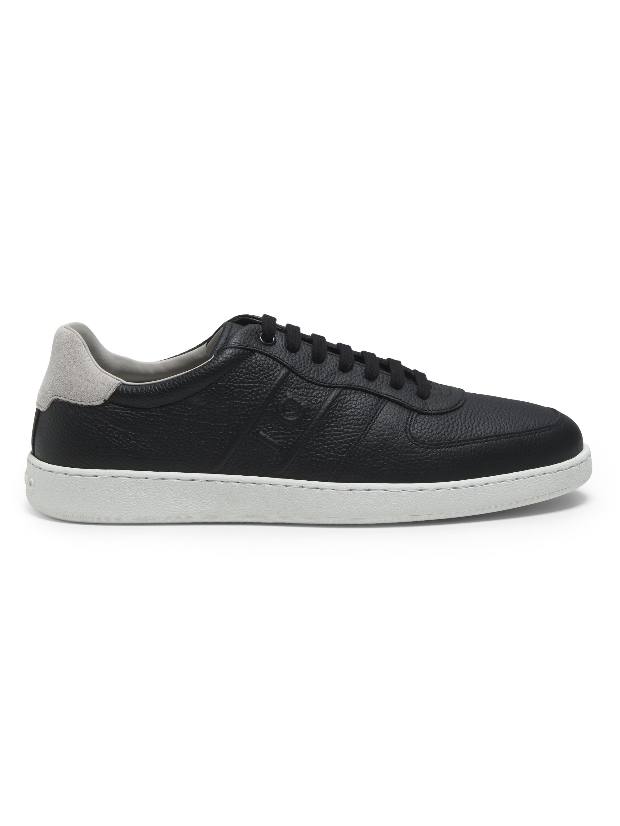 FERRAGAMO Men's Adam Gancio-Embossed Leather Low-Top Sneakers - Nero Haze