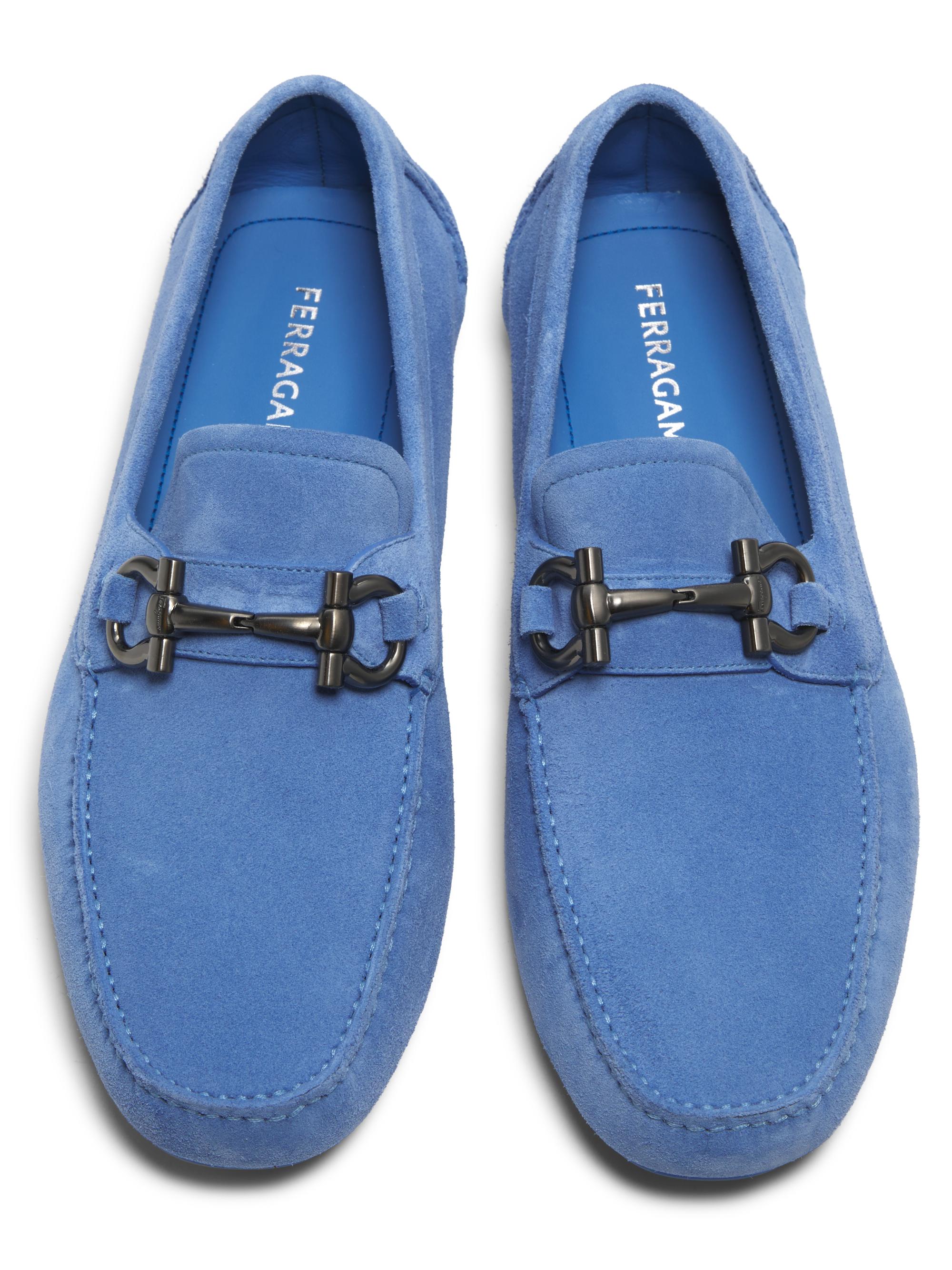 NEW SALVATORE FERRAGAMO men\'s parigi classic gancini bit suede driver loafer in Salvatore Ferragamo  main image 2
