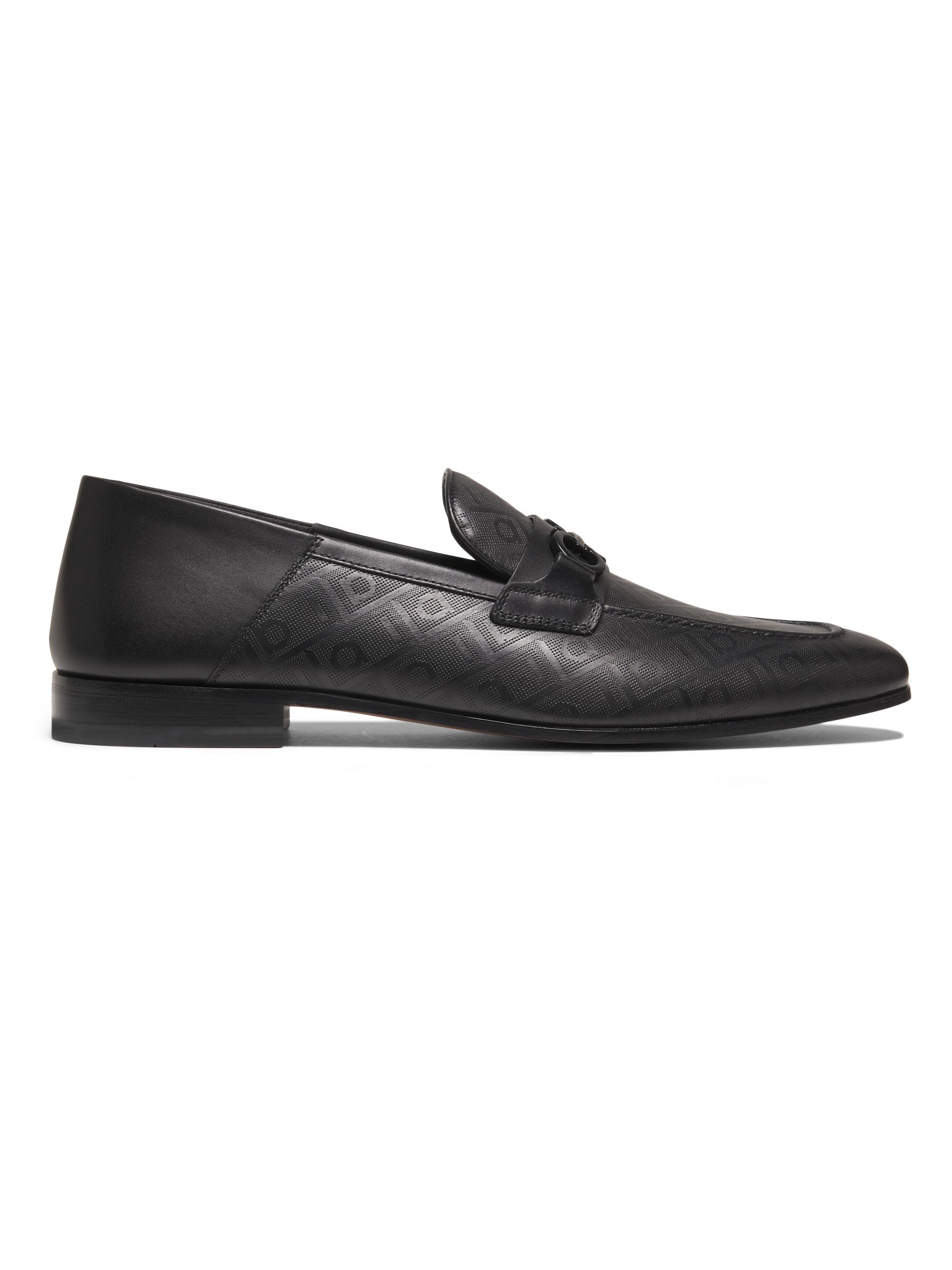 FERRAGAMO Men's Biarritz Gancini Patterned Leather Loafers - Nero