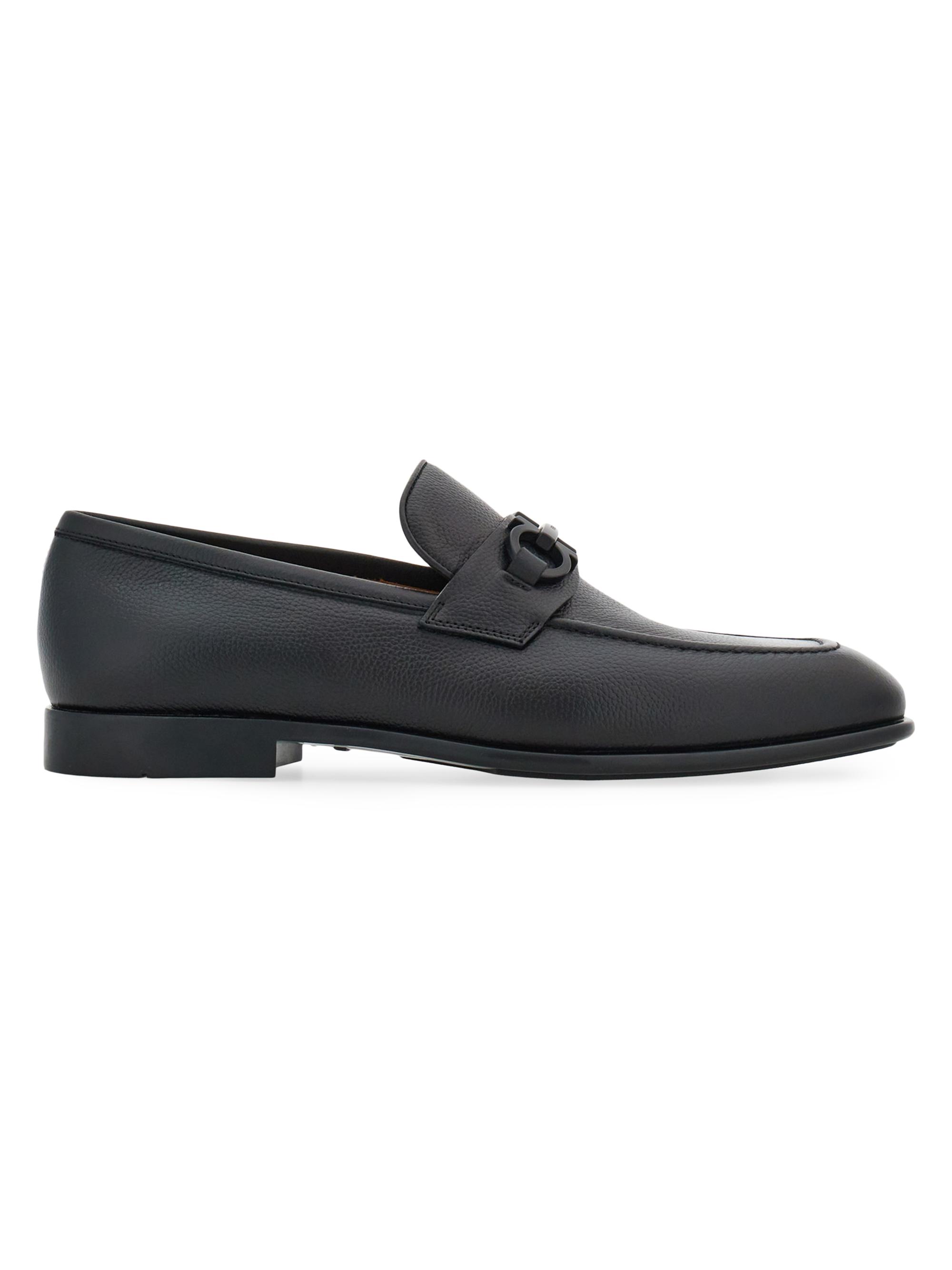 FERRAGAMO Men's Foster Gancio Leather Loafers - Nero