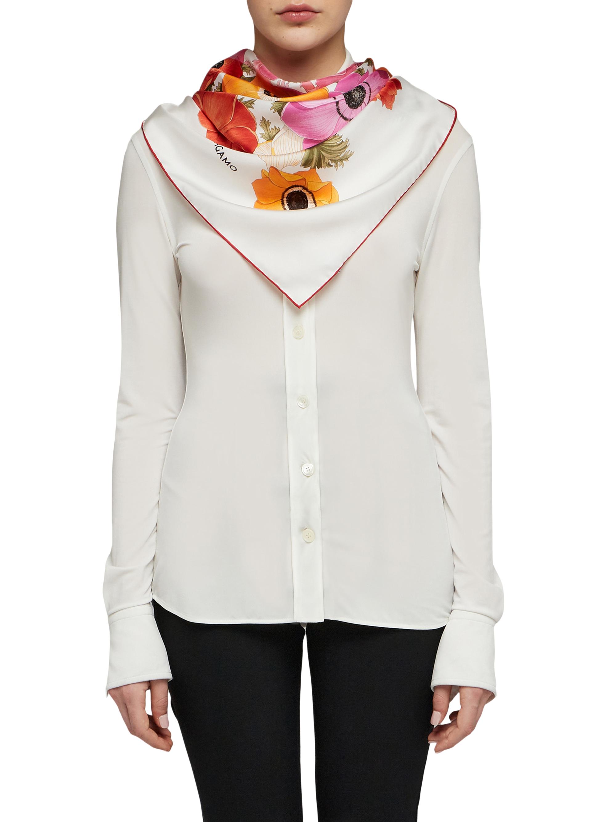 FERRAGAMO Women's Anemoni Floral Silk Scarf -  Rose Orange