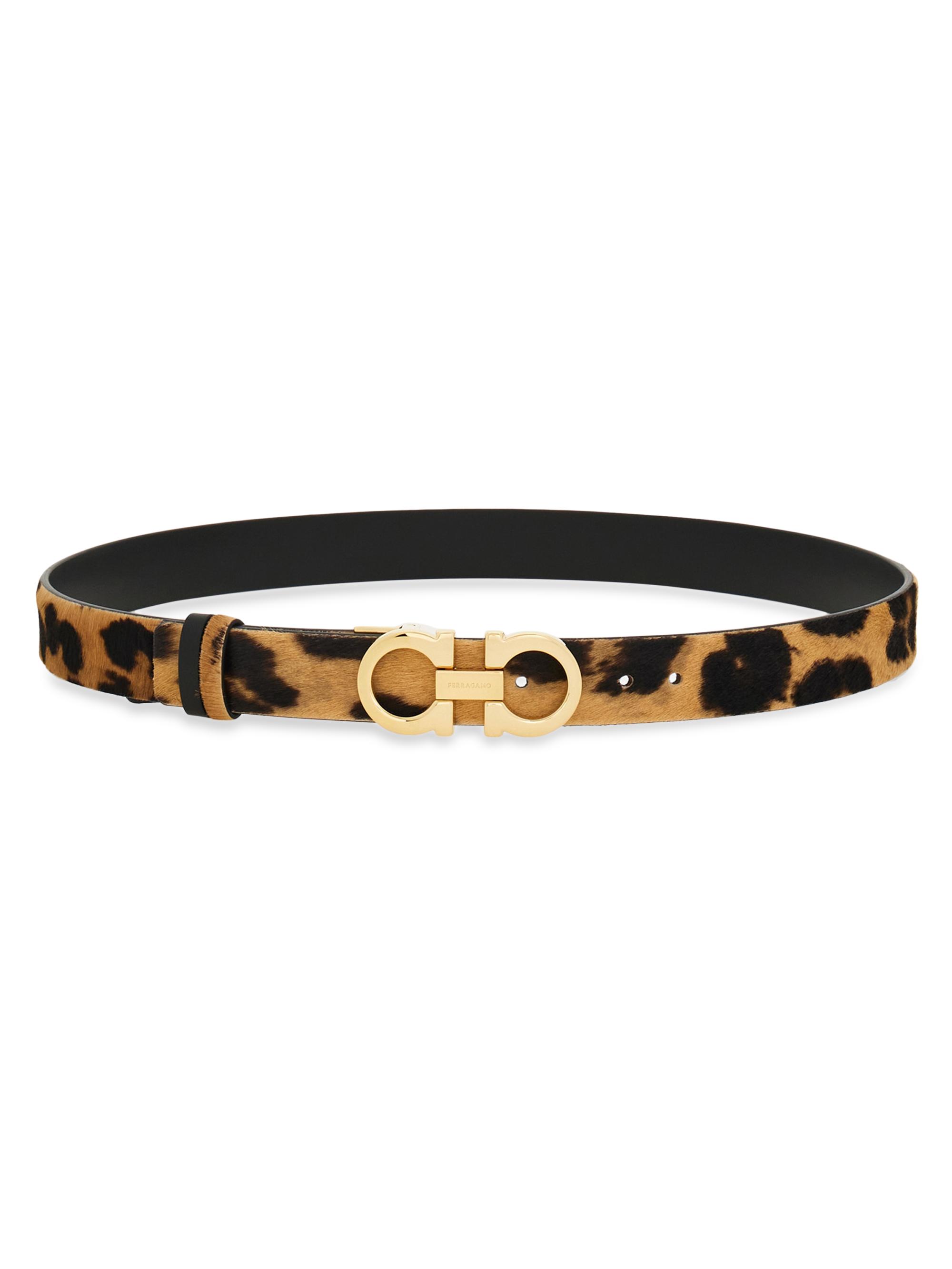 小物 Ferragamo Calf Hair Gancini Belt leopard FERRAGAMO Donna Double Gancini Leopard Calf Hair Belt | Saks Fifth